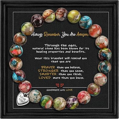 Stocking Stuffers for Teens, Christmas Gifts for Mom from Daughter Beaded Bracelets for Women Teen Girl Gifts Adjustable Charm Link Bead Birthday Graduation Gift for Her Girlfriend Sister