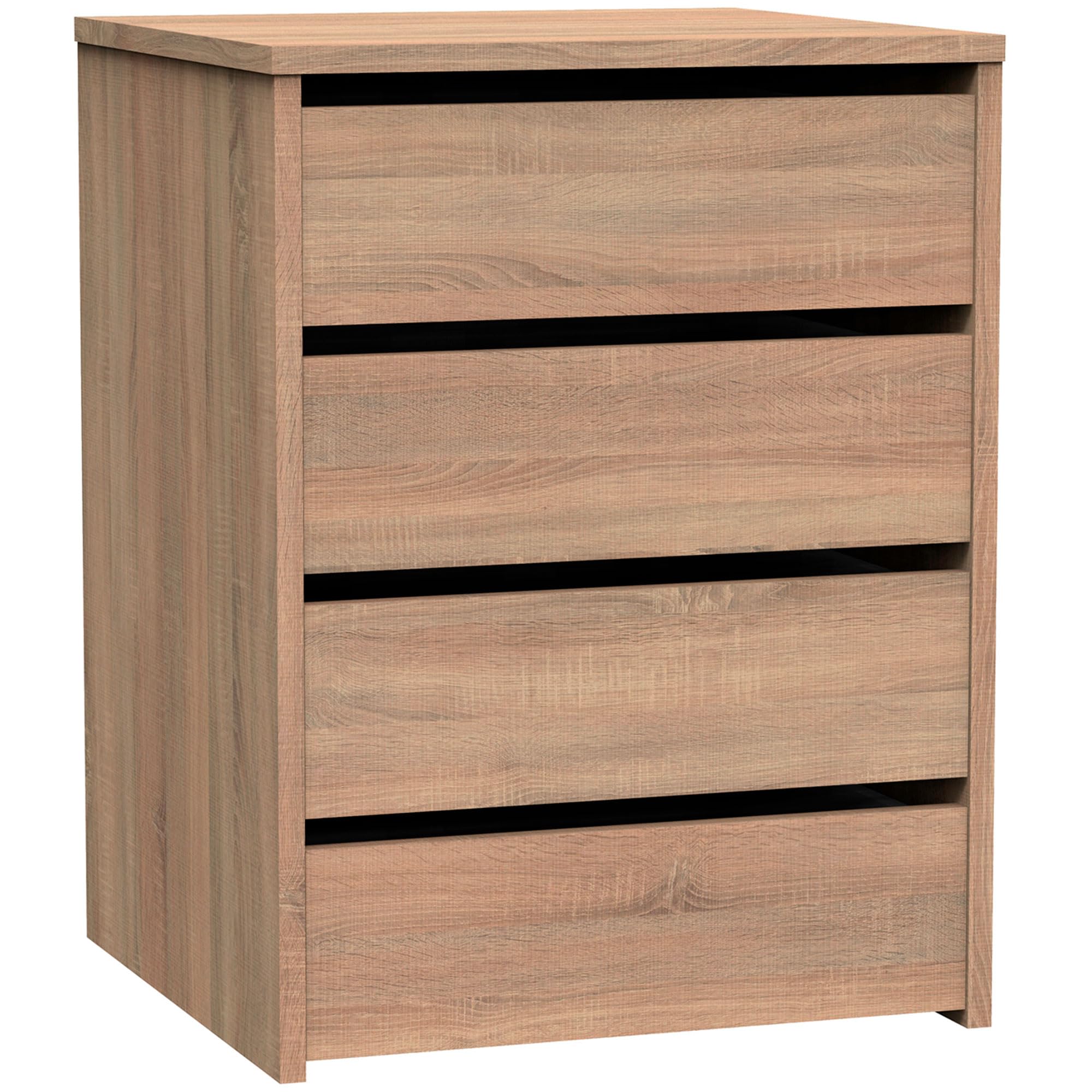 briebe Cajonera Armario Interior, Mesita de Noche, Cómoda Dormitorio, Sinfonier 4 Cajones, 63,5x46x45 cm (Alto x Ancho x Profundo) Escritorio Oficina (Roble Cambrian)