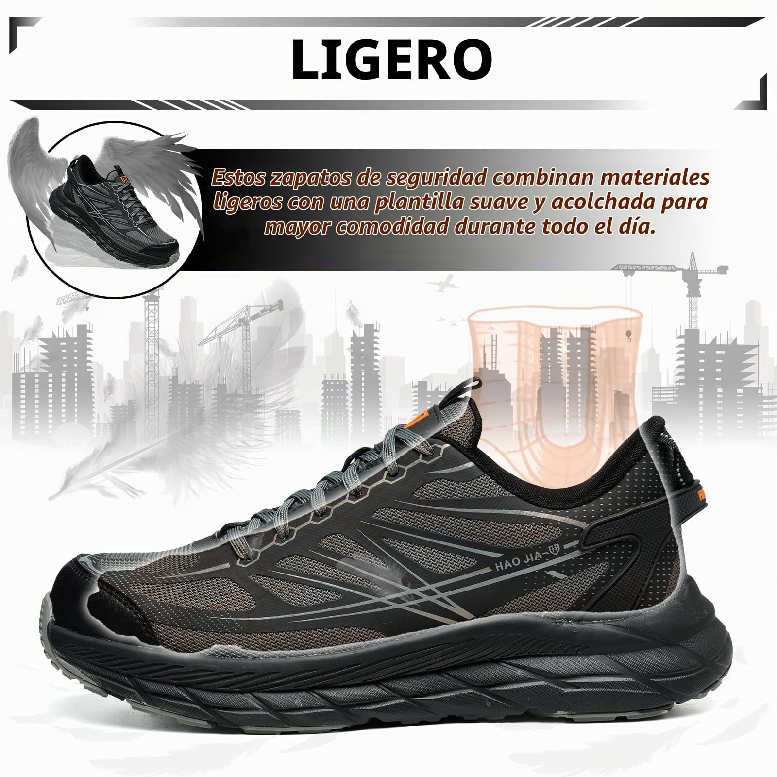 Zapatos de Seguridad para Hombre Comodos Zapatillas de Seguridad Mujer Antideslizante Zapatos Trabajo con Puntera de Acero Ligero Transpirable Calzado Seguridad