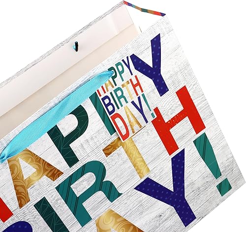 Miniatura 3 de POPGIFTU Juego de bolsas de regalo de cumpleaños extra grandes de 16.5 pulgadas con tarjeta de felicitación, papel de seda y etiqueta, bolsas de