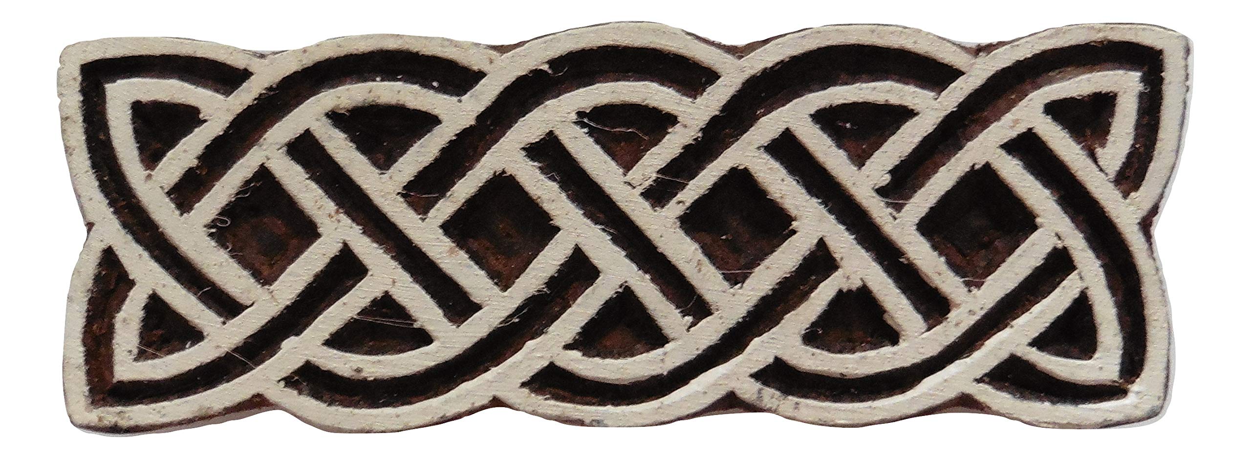 Pilgrims Fair Trade Celtic Knot Border Shaped Indian Hand Carved Wooden Printing Block Stamp