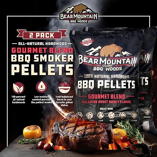 Miniatura 2 de Bear Mountain - Bolsa de 20 libras de pellets para ahumar barbacoa de madera dura de baja humedad natural y de baja humedad para asar al aire libre,
