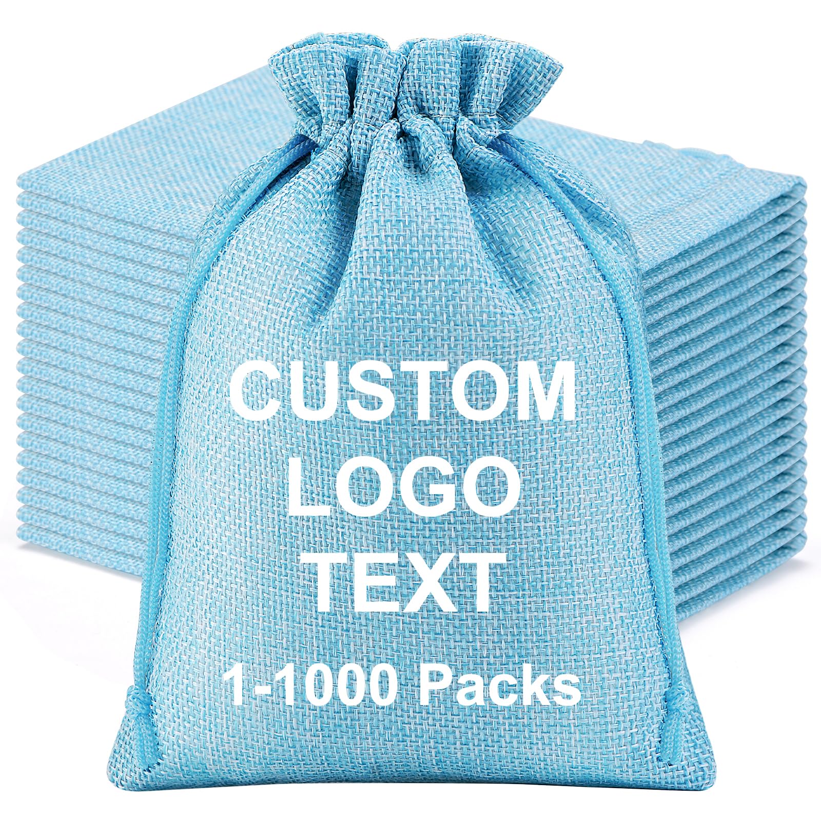 10 Packs Personalised Burlap Drawstring Bags with Logo - Bulk Custom Hessian Reusable Gift Sacks for Jewellery, Essential Oils, Wedding Favours & Christmas