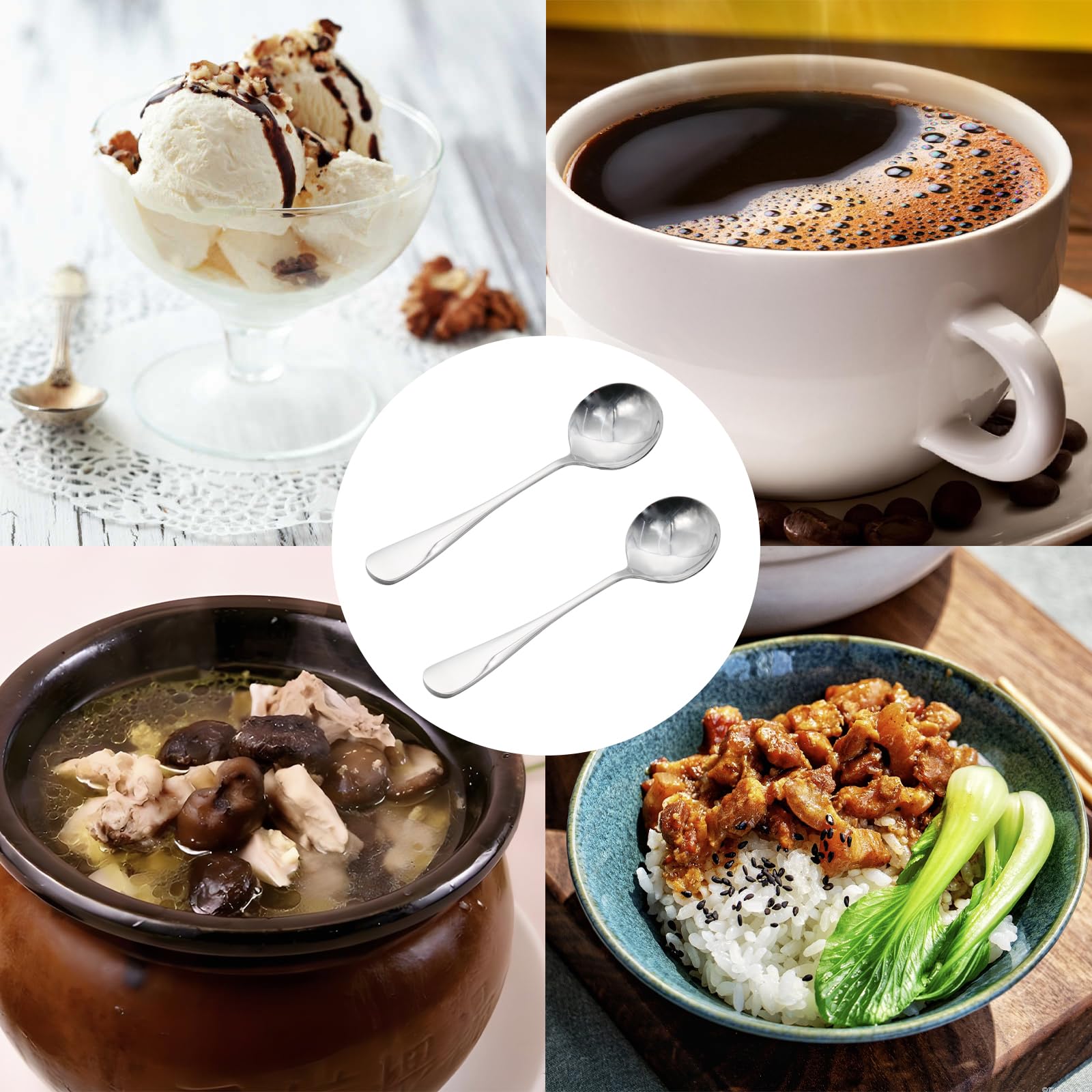 PCS Mini cucchiaini da espresso, in acciaio inox, cucchiaini piccoli per dessert caffè (argento)