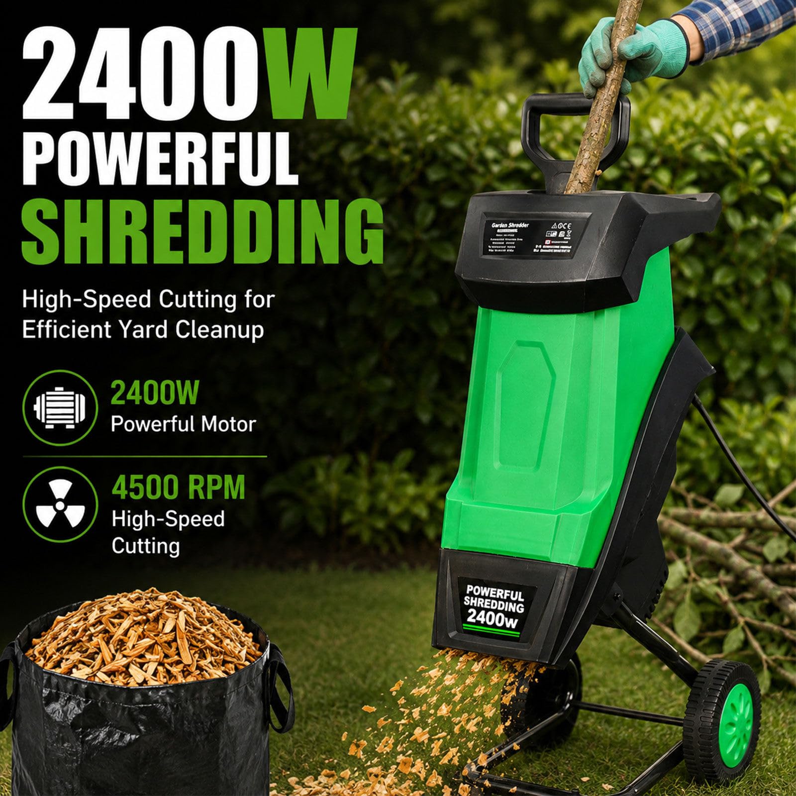 Trita Foglie e Rami da Giardino 10,7kg Taglio 39mm