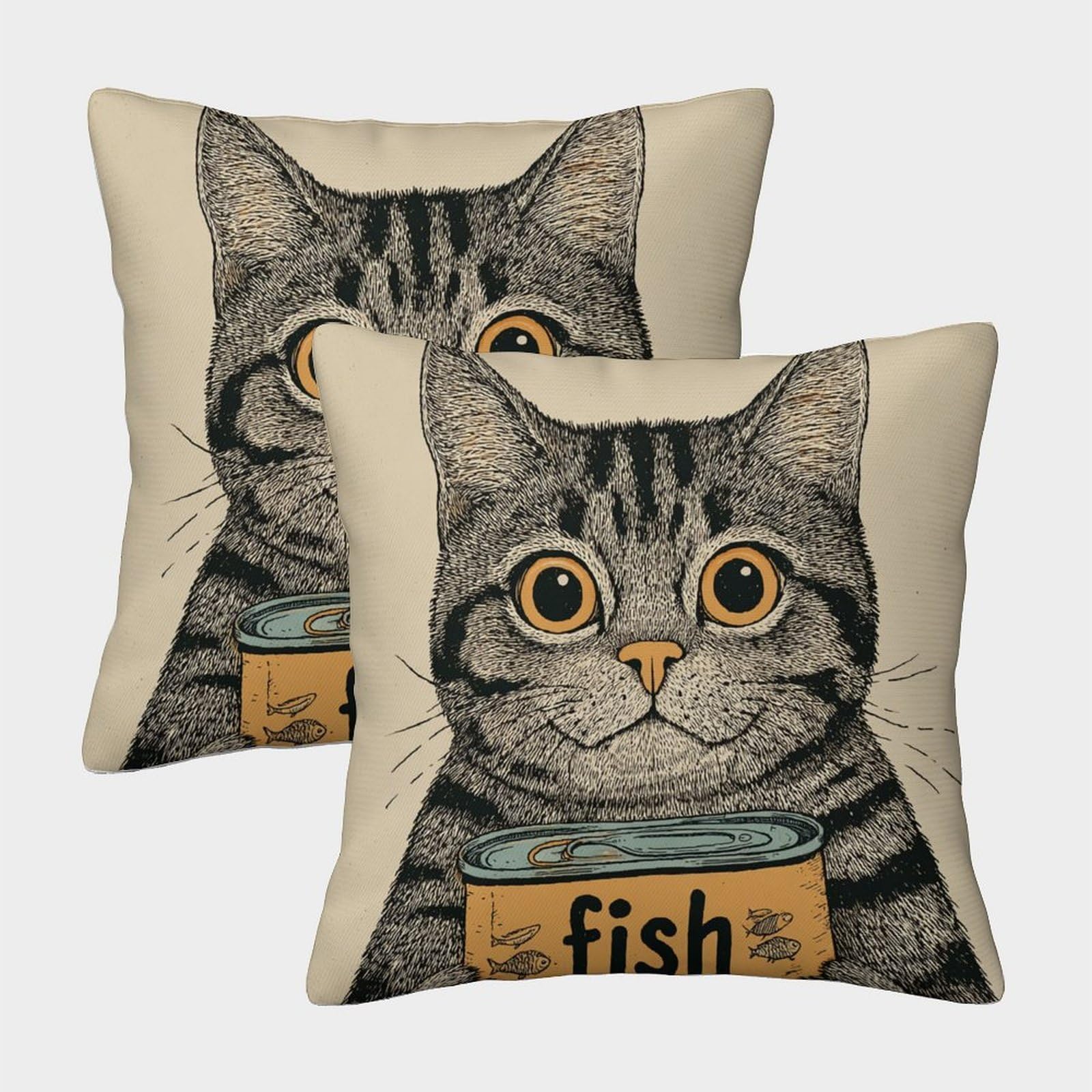 HWEICOIN 3D Printed Cat Square Pillowcases Dinosaurs Square Throw Pillow Decorative Super Soft Pack of 2 for Patio,Couch, Tent, Balcony And Sofa 45x45cm