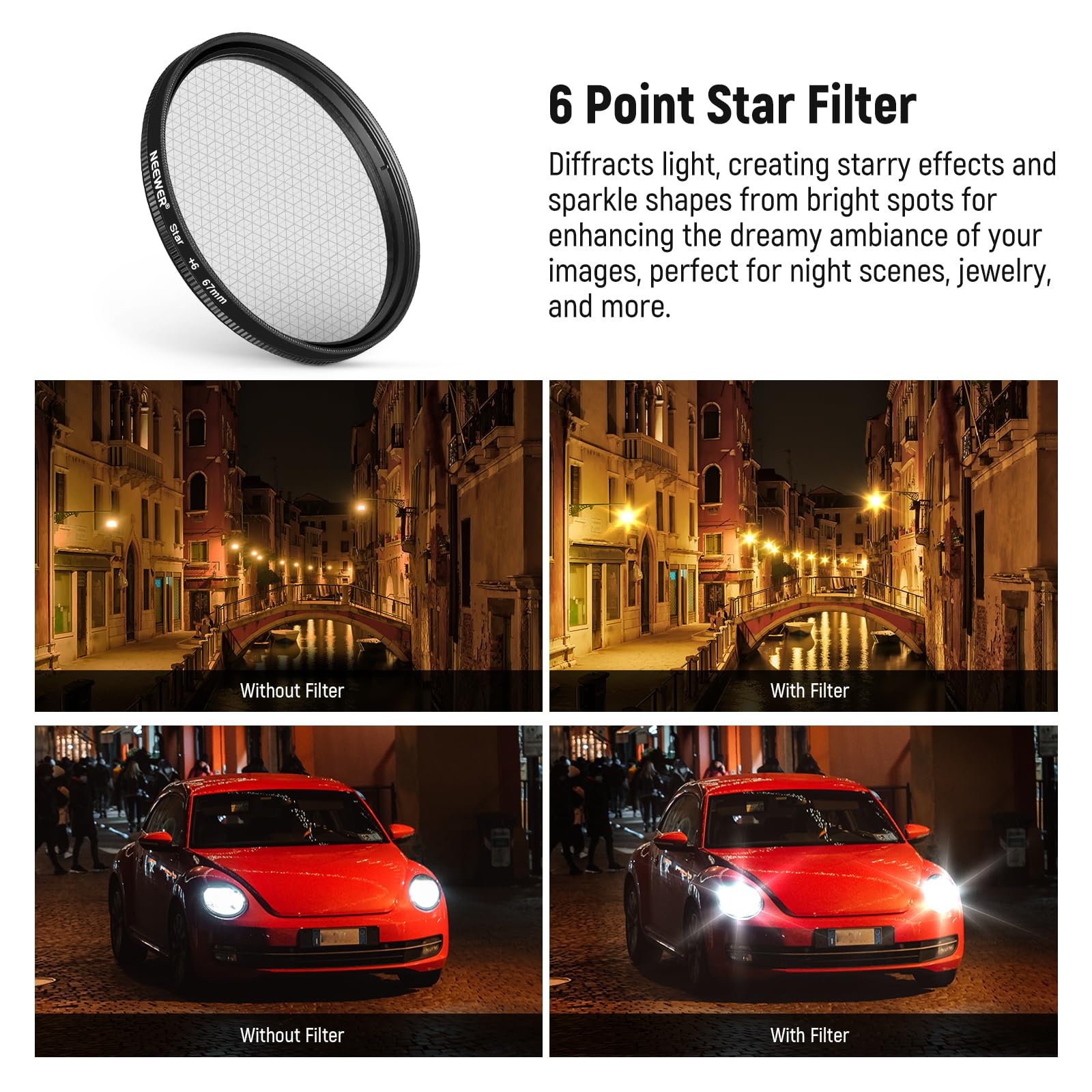 NEEWER Set Filtro ND 67mm 7pz Compatibile con Android Samsung Google Pixel Huawei Xiaomi, CPL+ ND32 + Starlight +GND (Rosso/Arancione/Giallo/Blu), Kit Accessori Fotografia per Lente Fotocamera, FL-P11