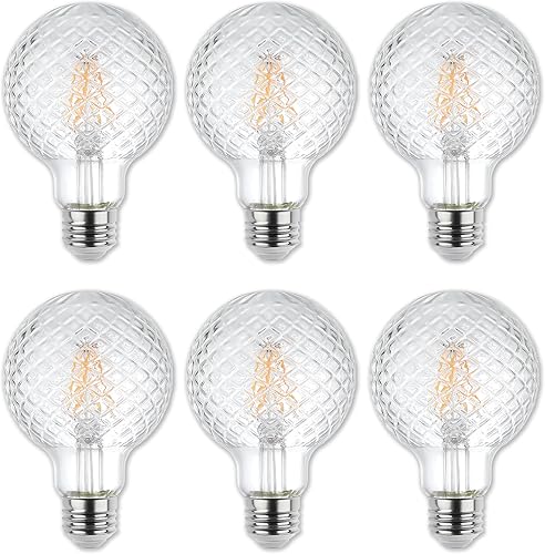 Westinghouse Lighting 5268020 - Bombilla LED de filamento transparente regulable G25 de 5.5 W (equivalente a 40 vatios), base media, paquete de 6