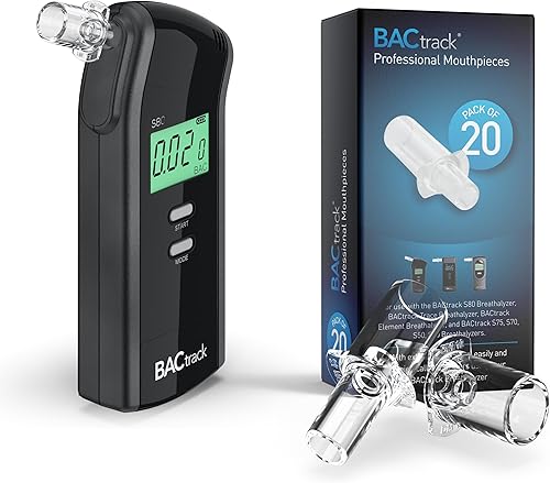 BACtrack Paquete de alcoholímetro profesional S80 + 20 boquillas de alcoholímetro