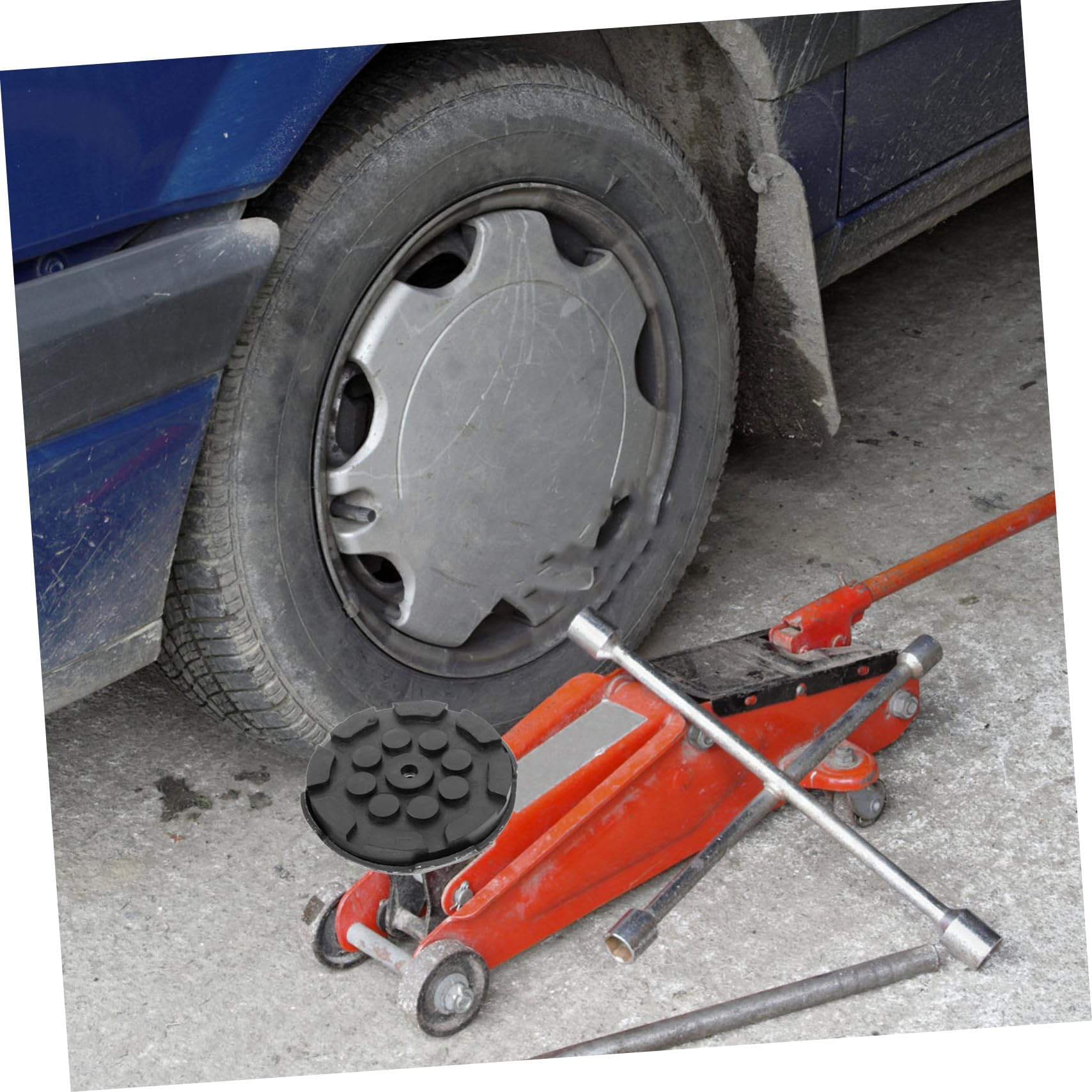 Adattatore per Martinetto Idraulico da 3 Tonnellate Base in Gomma e Acciaio, Design Orizzontale Vassoio per Sollevatore Auto, Facile da Usare e Resistente