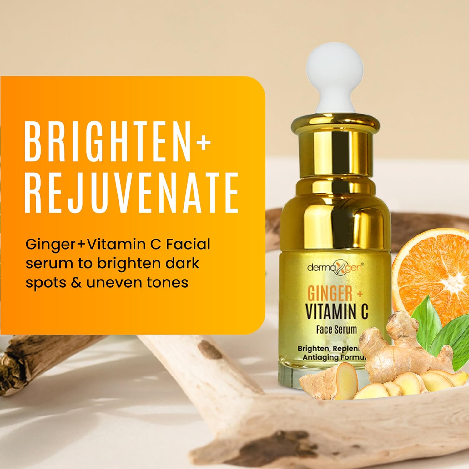 Ginger Vitamin C Serum for Face – Organic Facial Serum with Hyaluronic Acid & Turmeric Root | Hydrating Moisturizer for Dull, Dry Skin – Reduces Acne, Wrinkles & Hyperpigmentation - 1FL OZ - Image 8