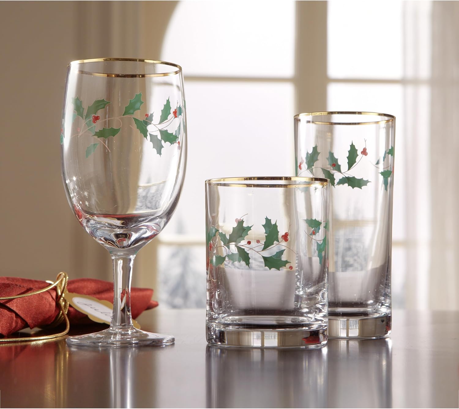 Lenox Holiday Highball Glasses, 12oz, Christmas Set of 4