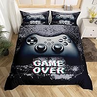 Vista 35 de Juego de ropa de cama geométrica roja, gris y negra, funda de edredón con círculo geométrico para niños, niñas, hombres, dormitorio, diseño