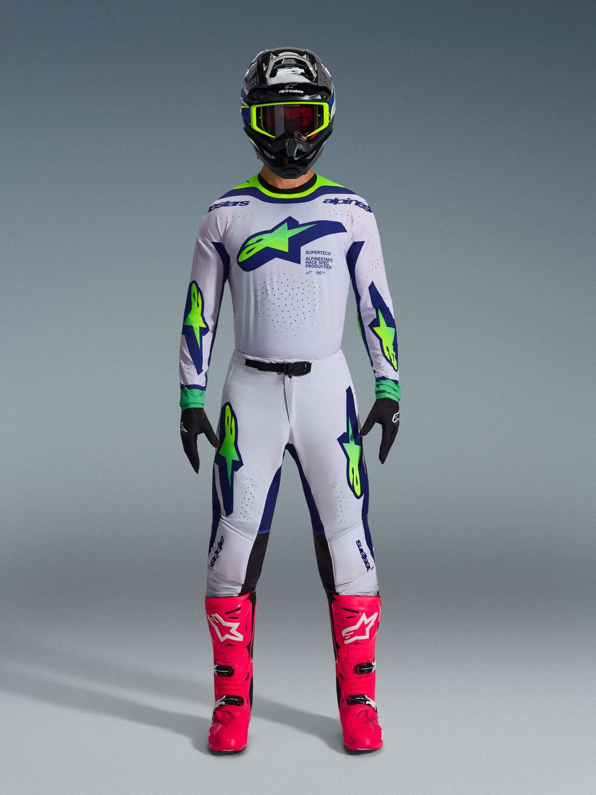 Alpinestars Supertech Vista Maglia da motocross, grigio/blu, L