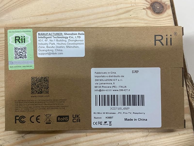 Rii Mini i6 Vezeték Nélküli Billentyűzet Touchpaddal - Bluetooth, IR, USB - Smart TV, TV Box, Tablet, Okostelefon, PC, Konzol Kompatibilis