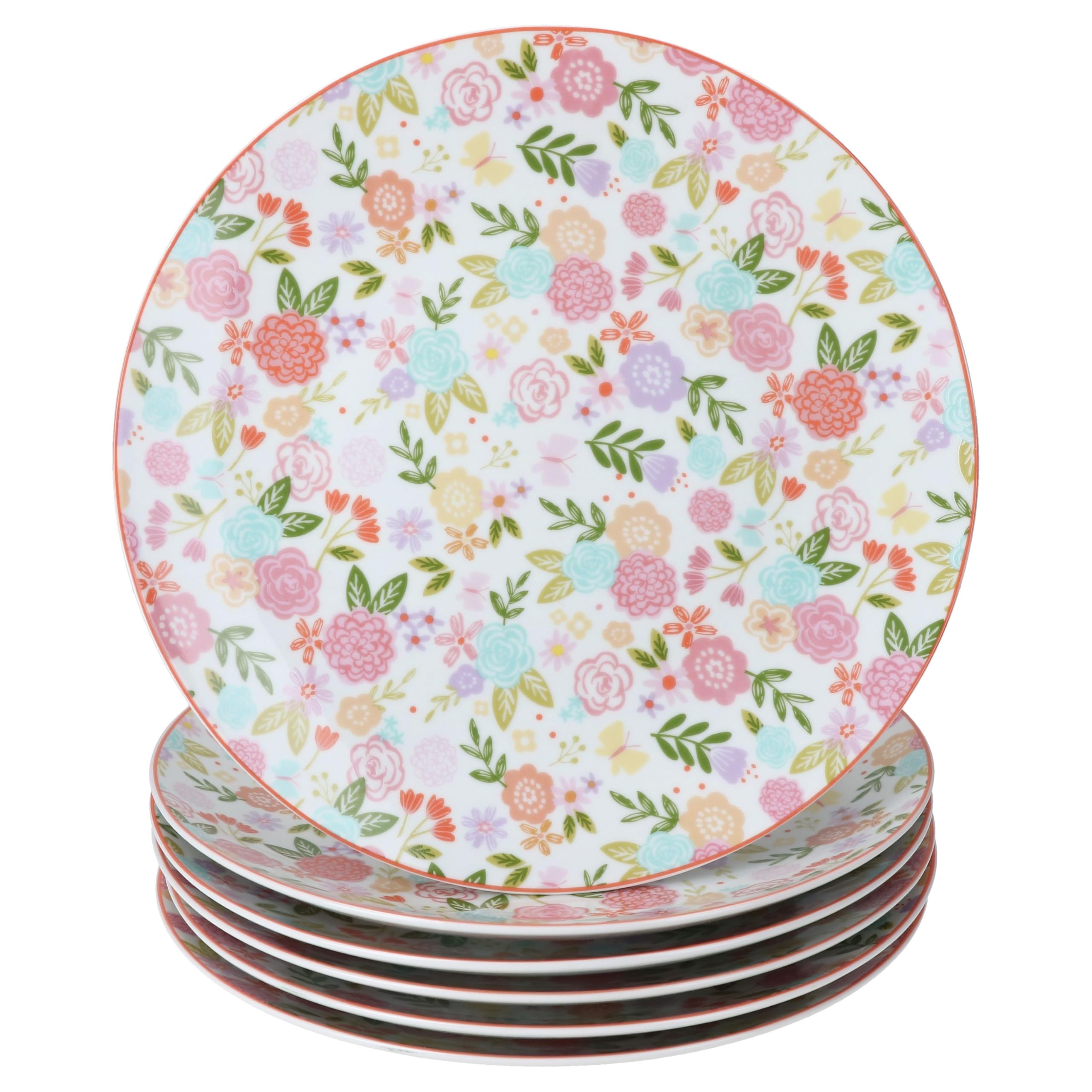 Ritzenhoff & Breker Zestaw 6 talerzy obiadowych Sweet Flower I Ø 27 cm I porcelana I kolorowa dekoracja kwiatowa I płaskie talerze kwiatowe dla 6 osób I na co dzień i wiosnę