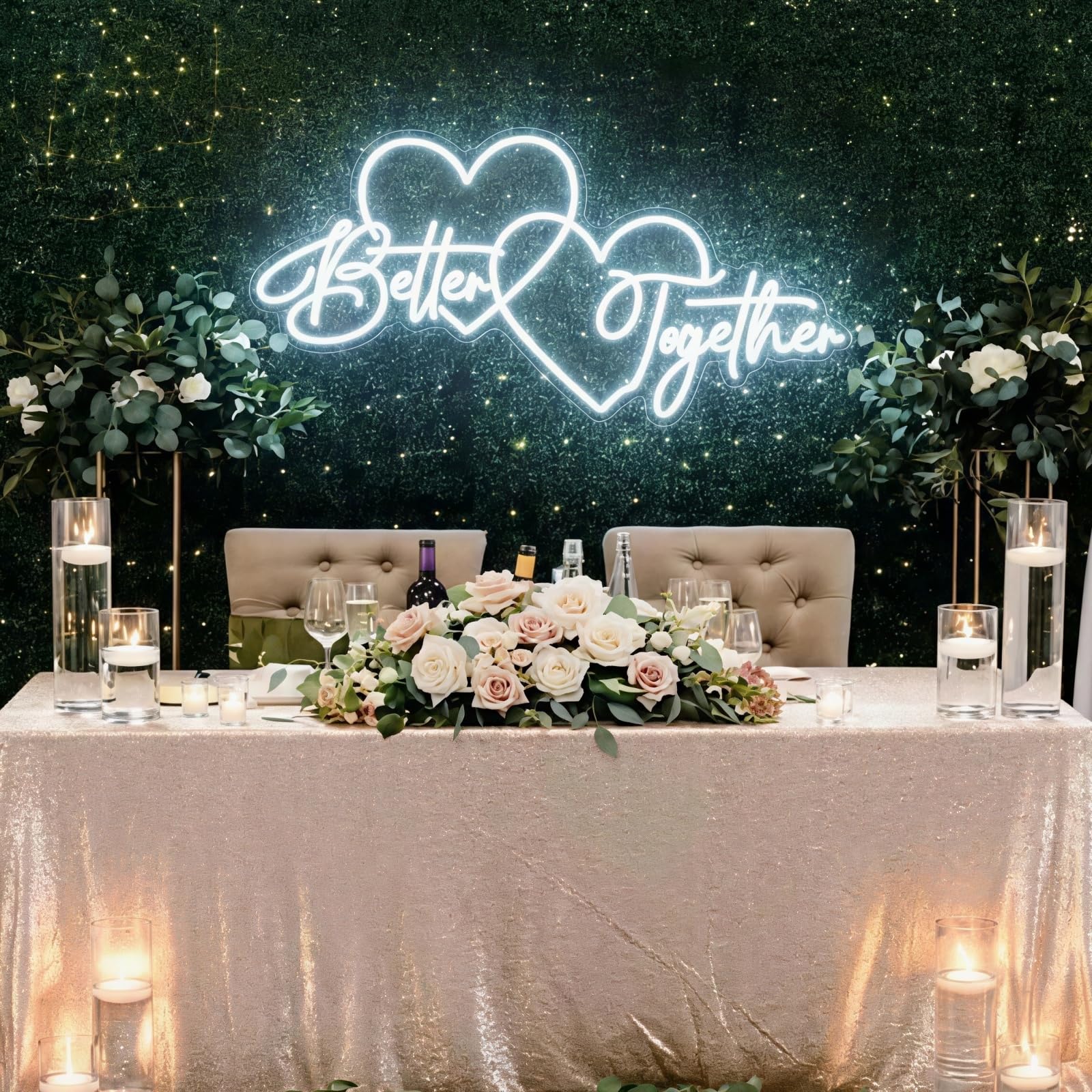 Better Together Neon Sign for Wall Decor, LED Wedding Sign, Neon Light Signs for Wedding Engagement Party Home Bedroom Bar Birthday Wall Art Decoration