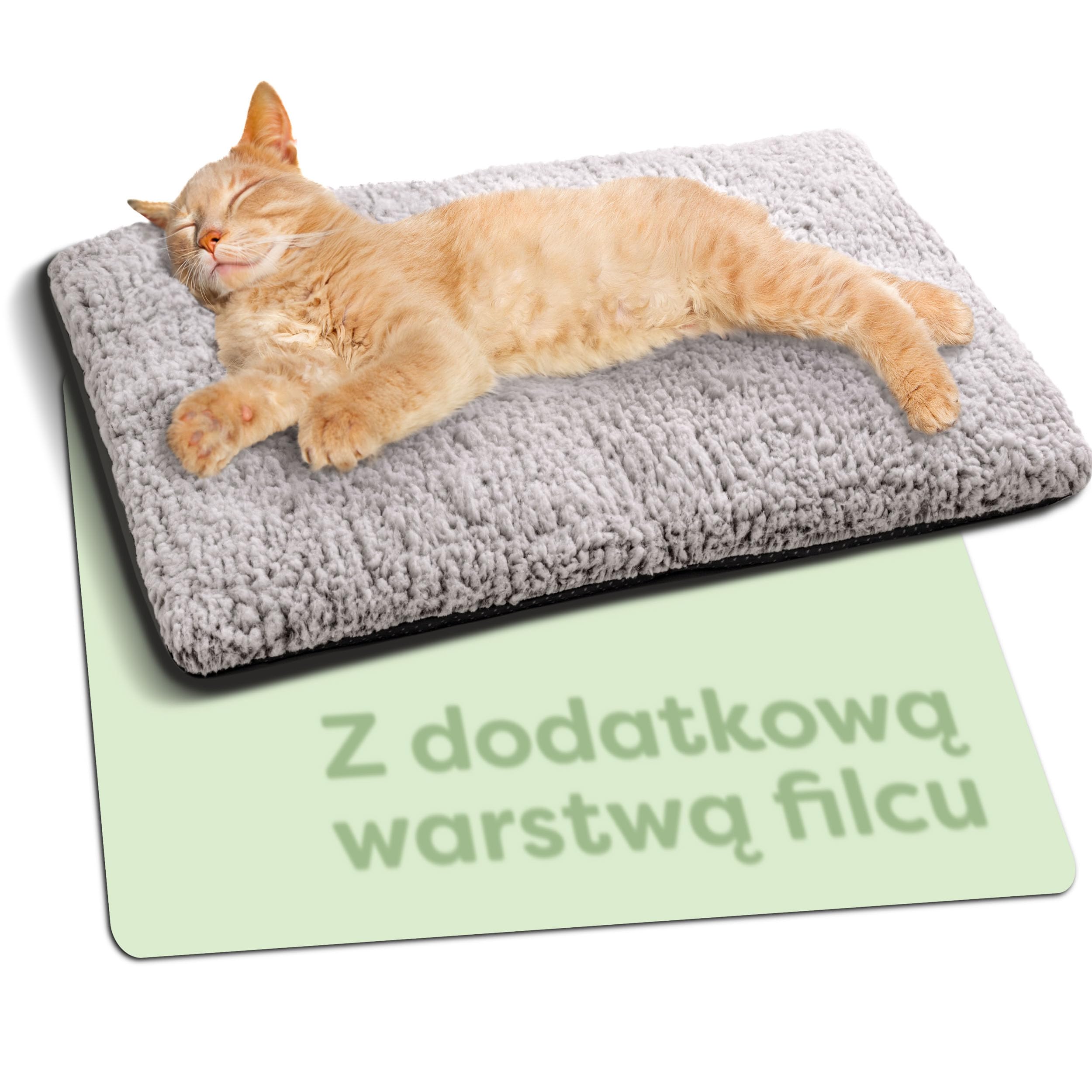 Samonagrzewający się Koc dla Kotów i psów 60x45cm - Miękki i przytulny koc dla kota - Pokrowiec nadający się do prania - Z antypoślizgowym spodem (szary)