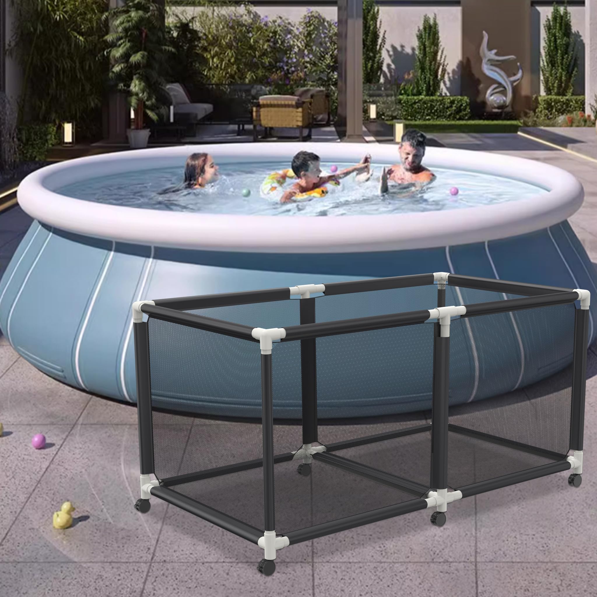 Aufun Aufbewahrungsbox für Pools, Pool-Aufbewahrungsbehälter, Schwimmer-Aufbewahrungs-Organizer für Nudeln, Spielzeug, Schwimmer, Handtücher, Netz-Organizer für Schwimmausrüstung, 230x79x88cm