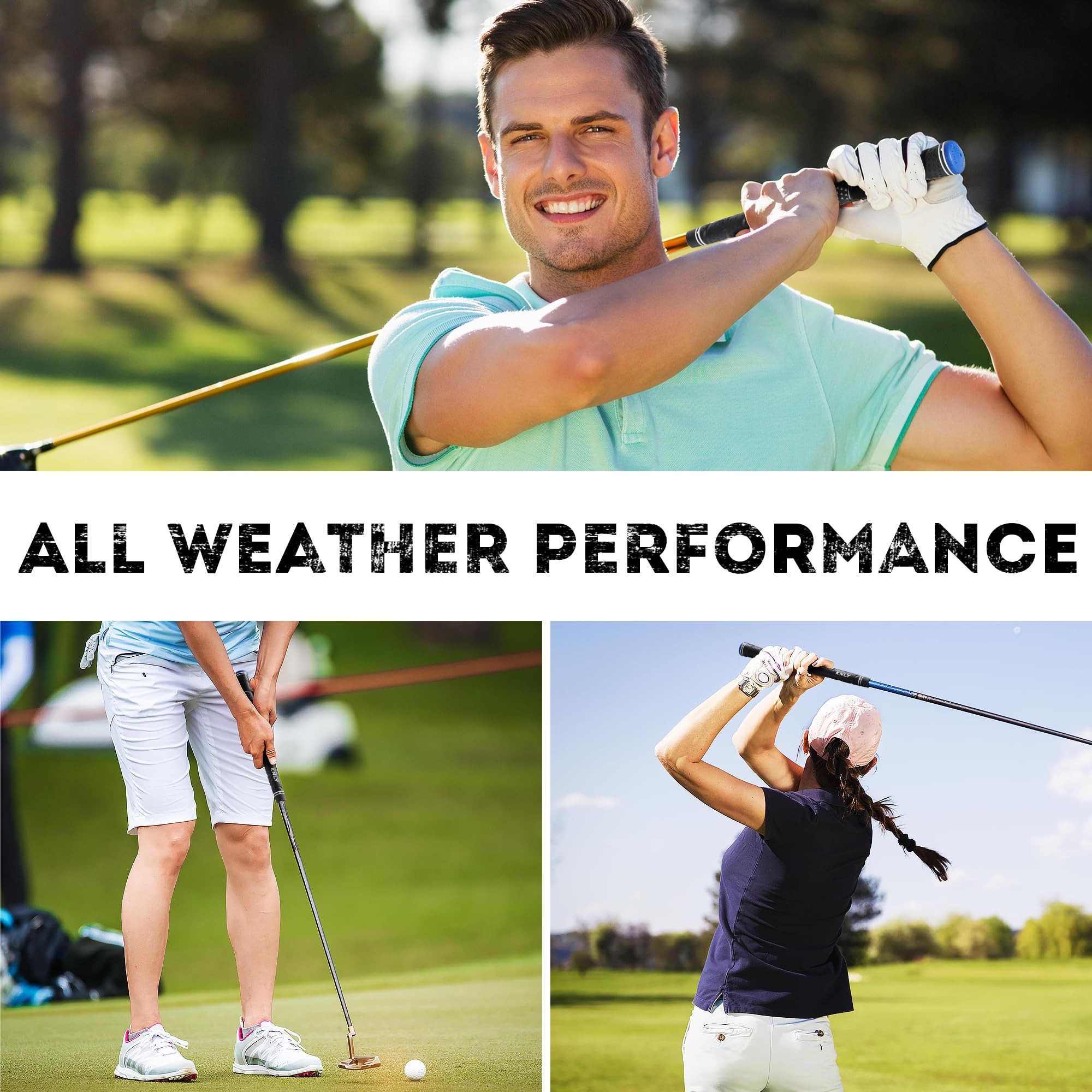 KNLY Wrap Golf Grips - Juego de 13 empuñaduras triangulares cóncavas con tecnología de control de textura, agarre de goma para todo tipo de clima, tamaño estándar/mediano, 13 empuñaduras con 15 cintas
