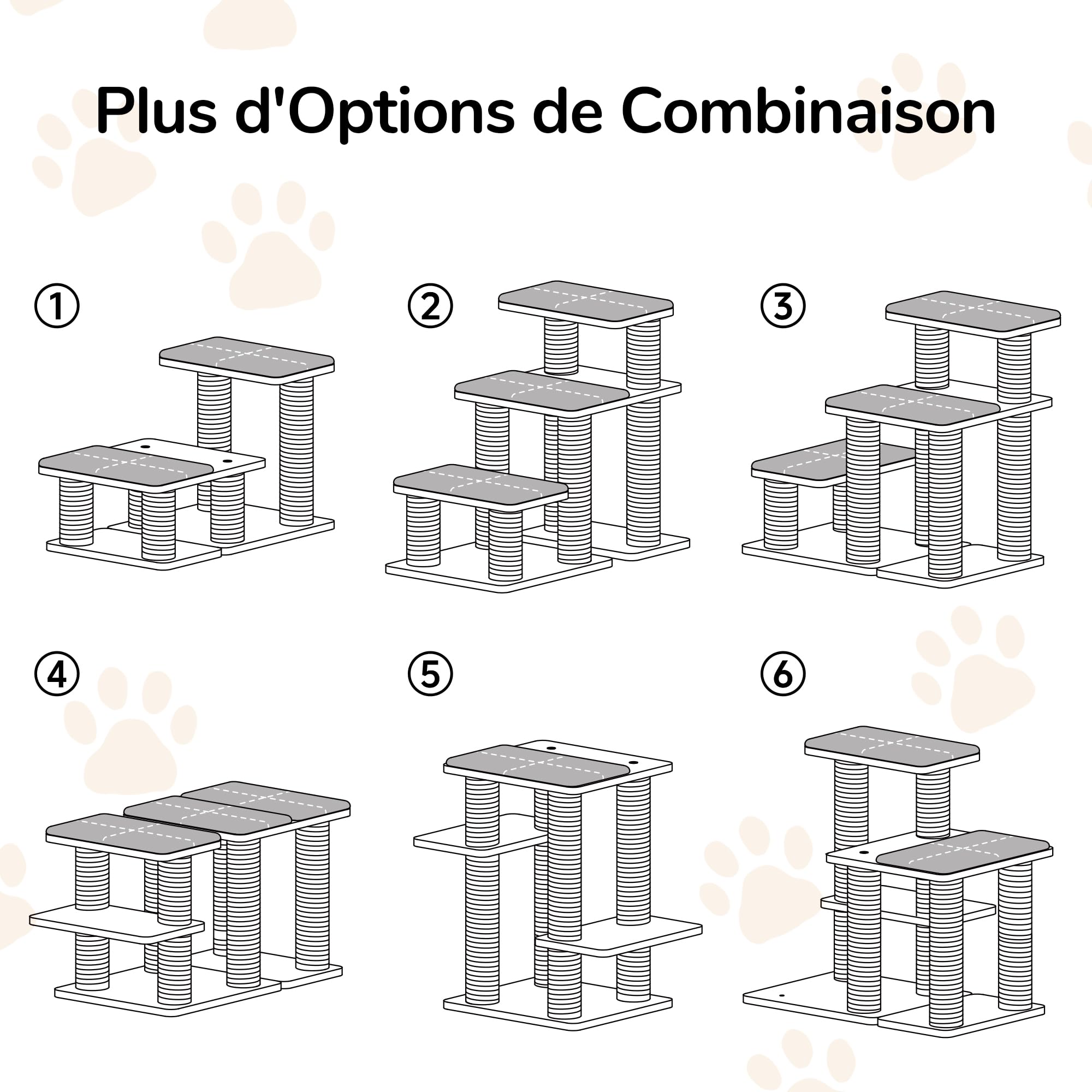 FUKUMARU Escalier pour Chien en Bois Massif avec Poteau à Griffes, Capacité 90 kg, Marches 50 cm, Gris
