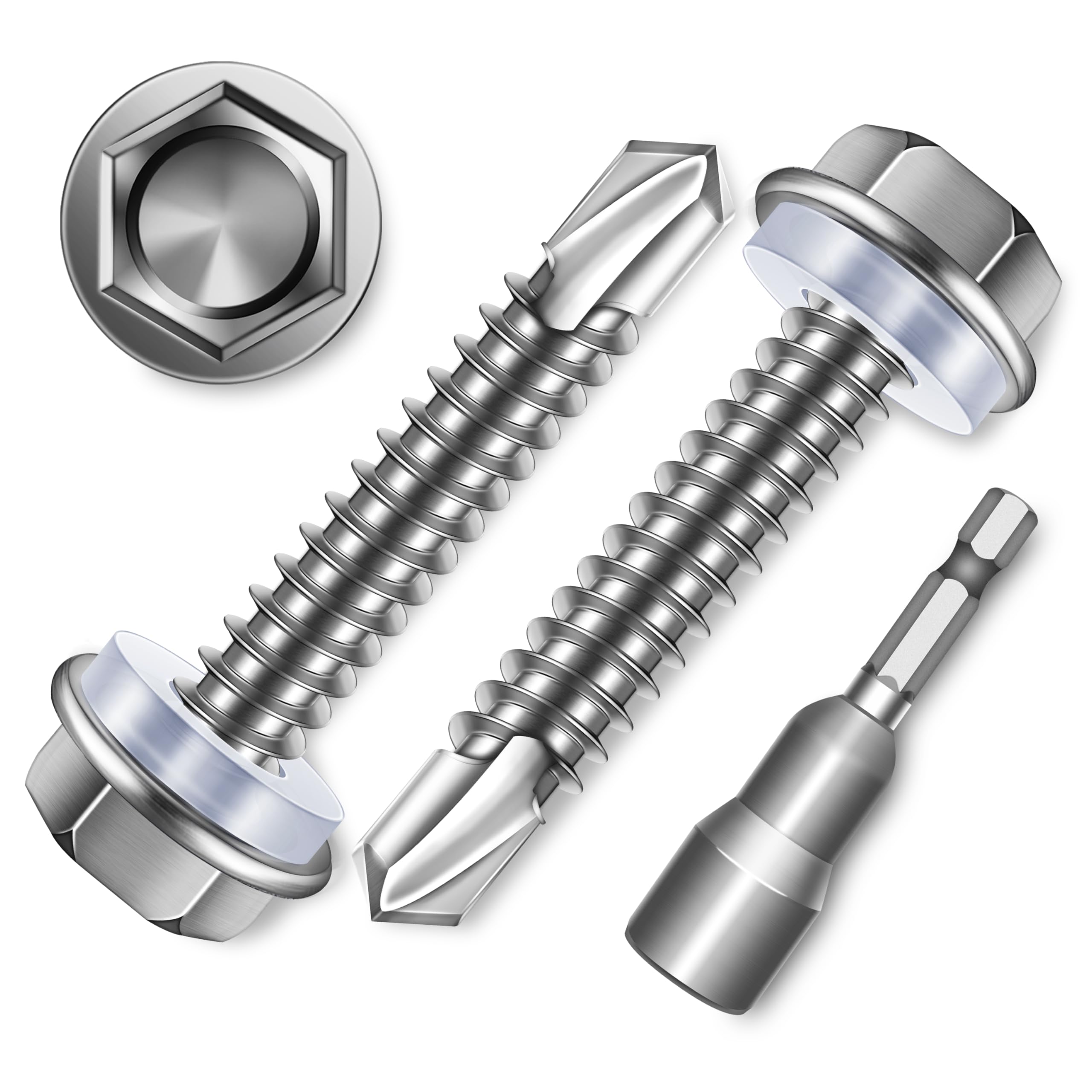 Sheet Metal Screws - 100 Stainless Steel Self Drilling -8 Sheet Metal Screws - 100 Stainless Steel Self Drilling -8
