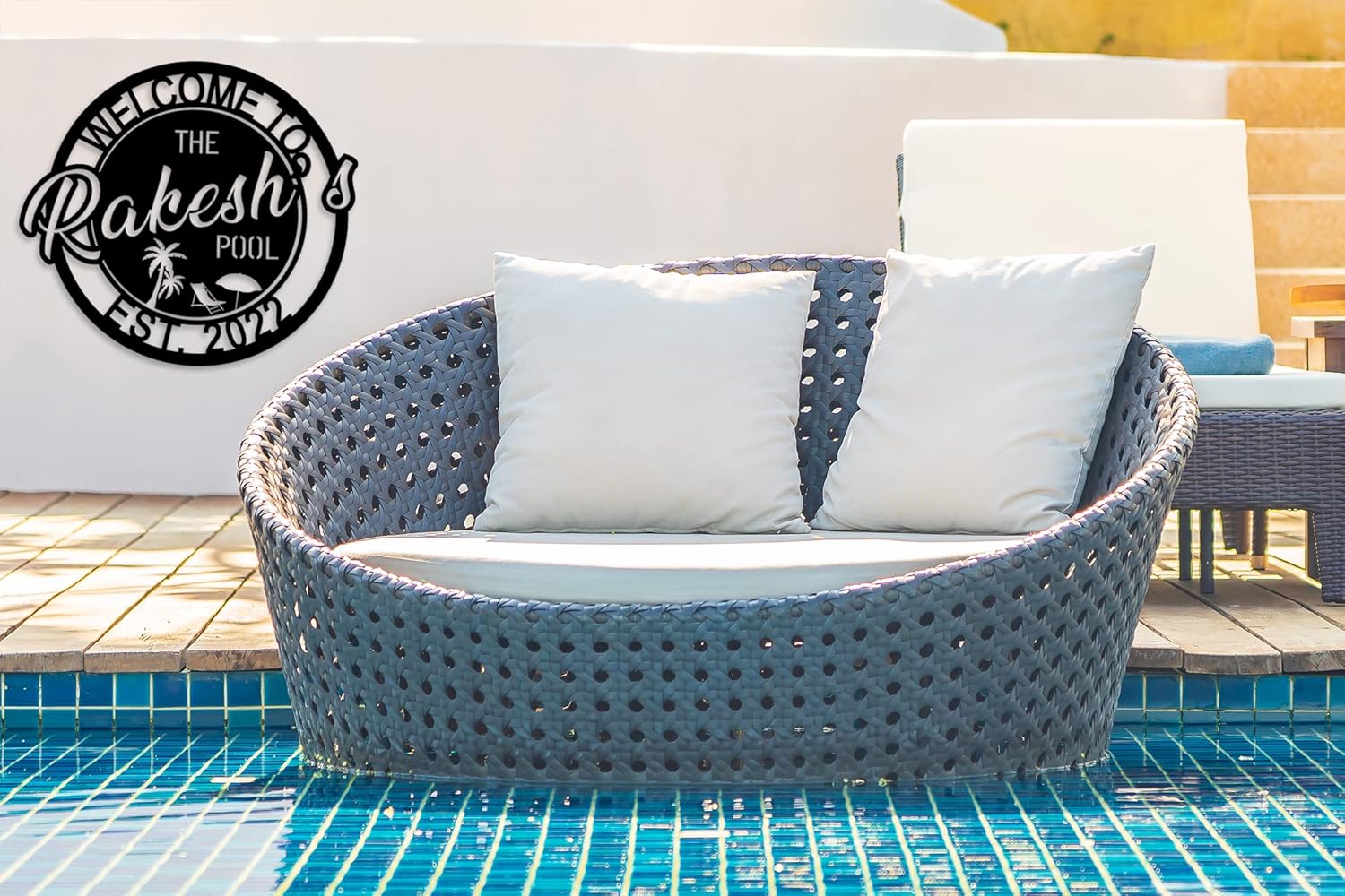 Personalized Pool Sign, Last Name Pool Decor, Swimming Metal Sign, Poolside Paradise Decor, Decor Outdoor