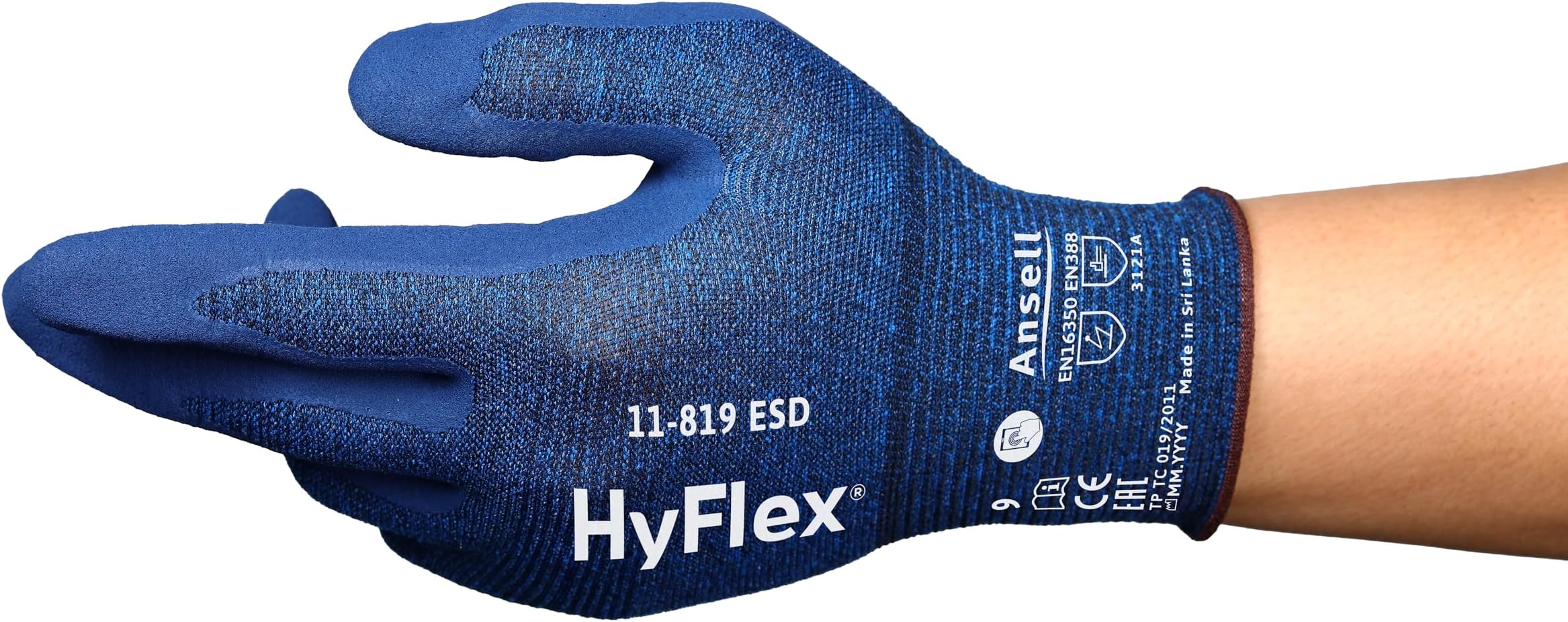 Ansell HyFlex Ultralight Series Arbeitshandschuhe, Schnittschutz, ESD Antistatisch, Wasserdicht, Hochwertiger Profi-Schutz, für Männer und Frauen, Blau