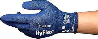 Ansell HyFlex 11-819 Luvas de Trabalho Extra Finas, Revestimento de Nitrilo Antiderrapante, Proteção Descargas Eletrostá...
