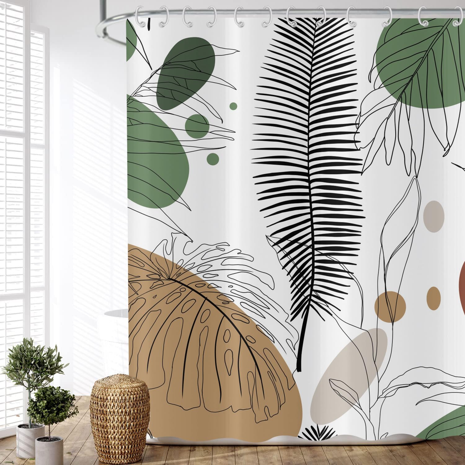 ASDCXZ Boho Leaves Shower Curtain 180x200 cm - Image 4