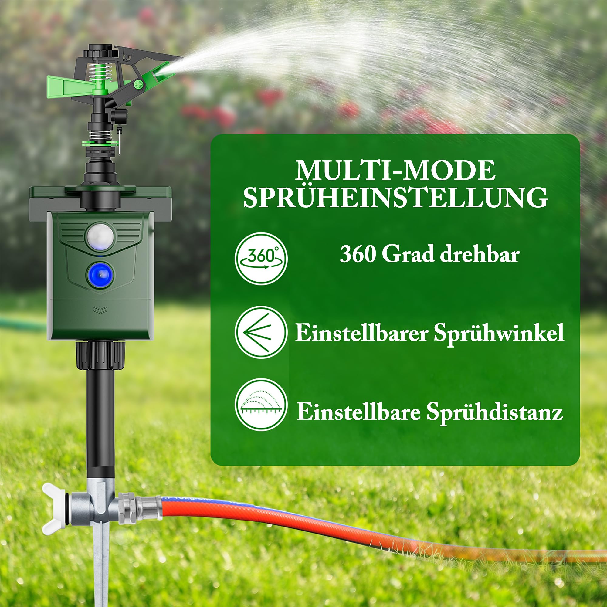 Repellente per animali domestici, repellente per gatti, rilevatore di movimento PIR, spaventapasseri per giardino e stagno, ricarica USB e ricarica solare in due modalità, spaventapasseri per uccelli