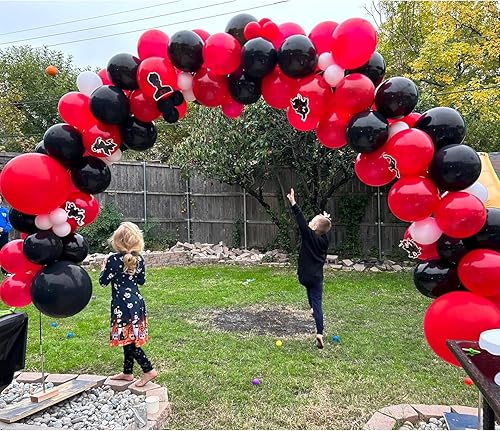 Miniatura 3 de YAOWKY Kit de arco de guirnalda de globos rojos y negros, 115 globos de látex negro y rojo para graduación, baby shower, cumpleaños, boda, barbacoa,