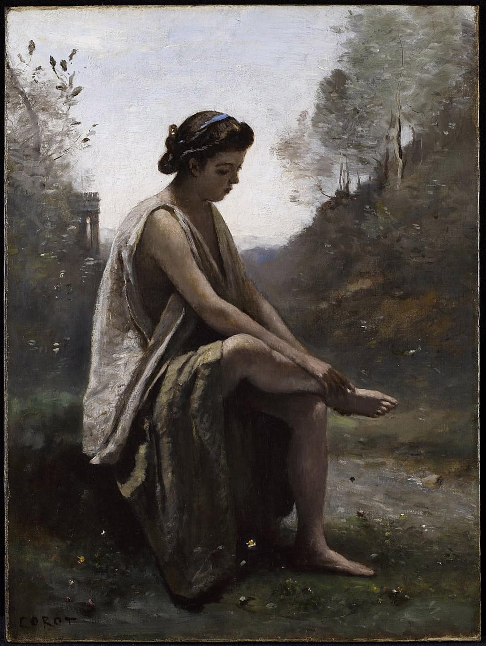 Artxlxxbn No Frame Famous Painting Art Wall Decor Abstract Art Picture The Wounded Eurydice By Jean Baptiste Camille Corot Animal Pictures For Home Decor 60X90cm