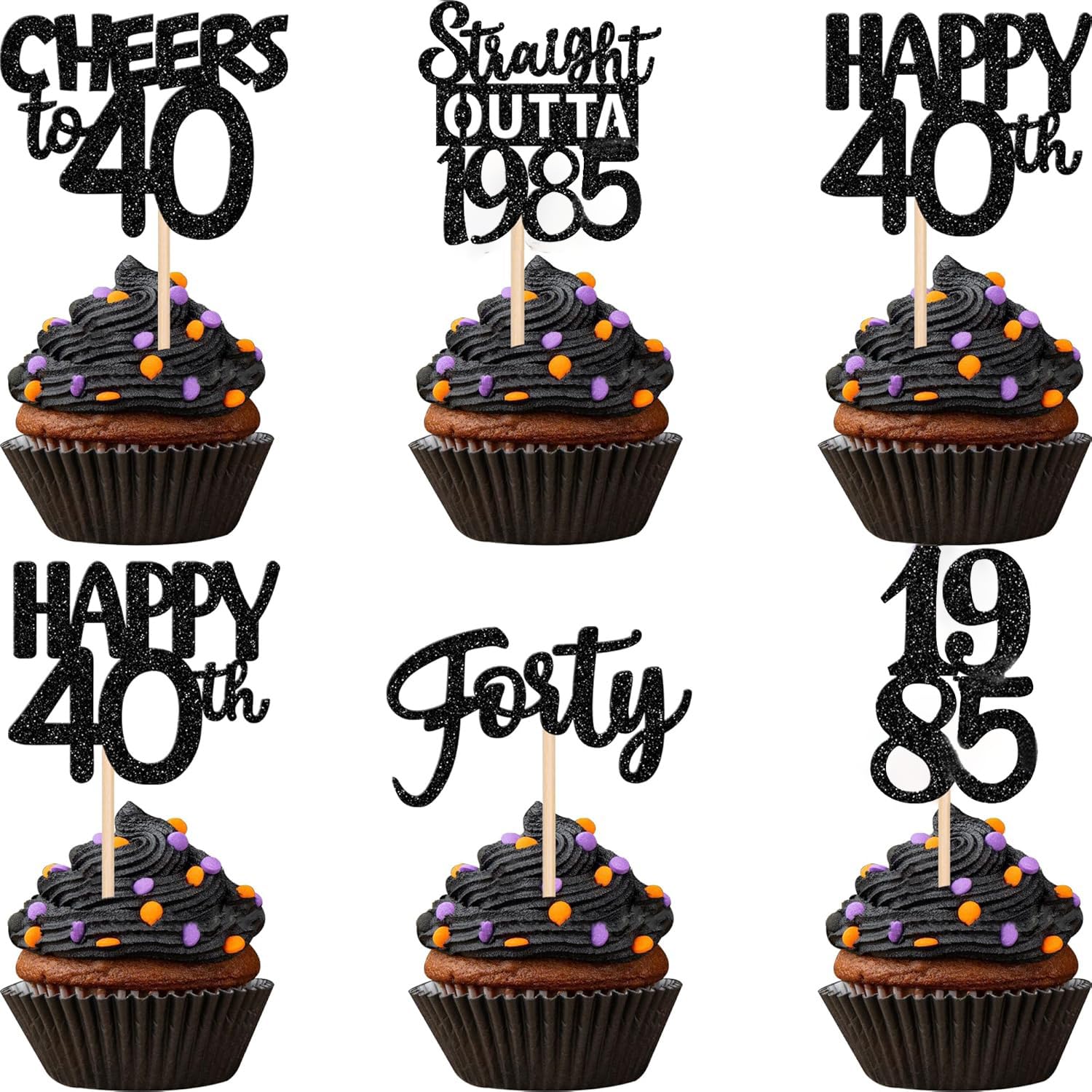 24 Pack 40th Cupcake Toppers, Straight Outta 1985 Legend Since 1985 Happy 40th Cheers Forty Cupcake Picks Birthday Party Decoration Supplies