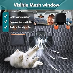Donlinno XL Trucks Dog Car Seat Cover for Back Seat Crew Cab with Fold Up Seats - Waterproof Floor Dog Hammock for Car with Removable Door Protection, Fits F150, Ram, Silverado, Tundra