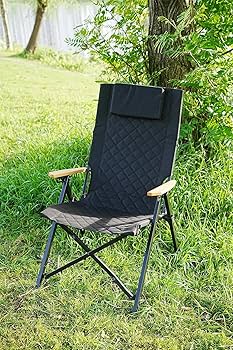 アウトドアチェア ヘッドレスト付き 黒 Amazon.co.jp: キャンプ用リクライニングチェア ヘッドレスト