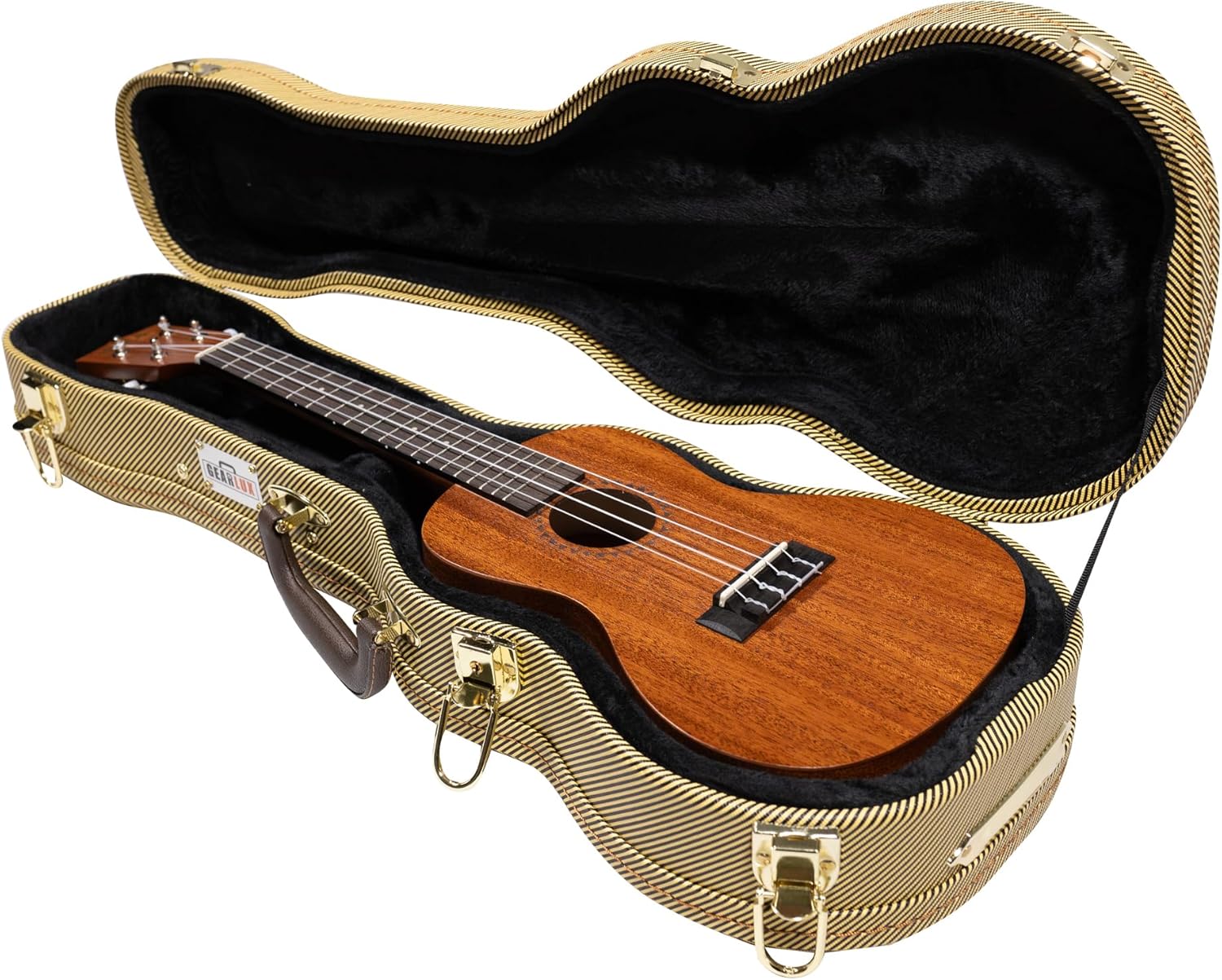 Gearlux Wooden Concert Ukulele Case with Exterior Lock and Key