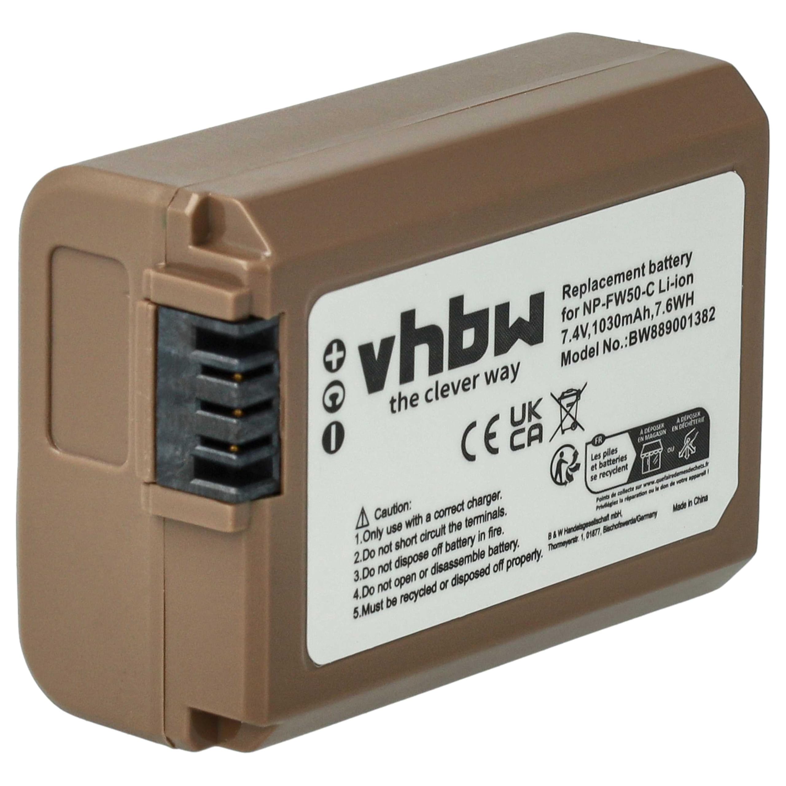 vhbw 3 x bateria kompatybilna z Sony RX1R III Camera (1030 mAh, 7,4 V, Li-Ion), infochip, gniazdo USB-C
