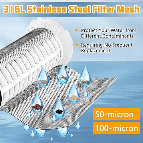 Miniatura 5 de Boltigen Filtros de sedimentos giratorios de 50100 micrones, filtro de sedimentos reutilizables para toda la casa para agua de pozo, MNPT de 1