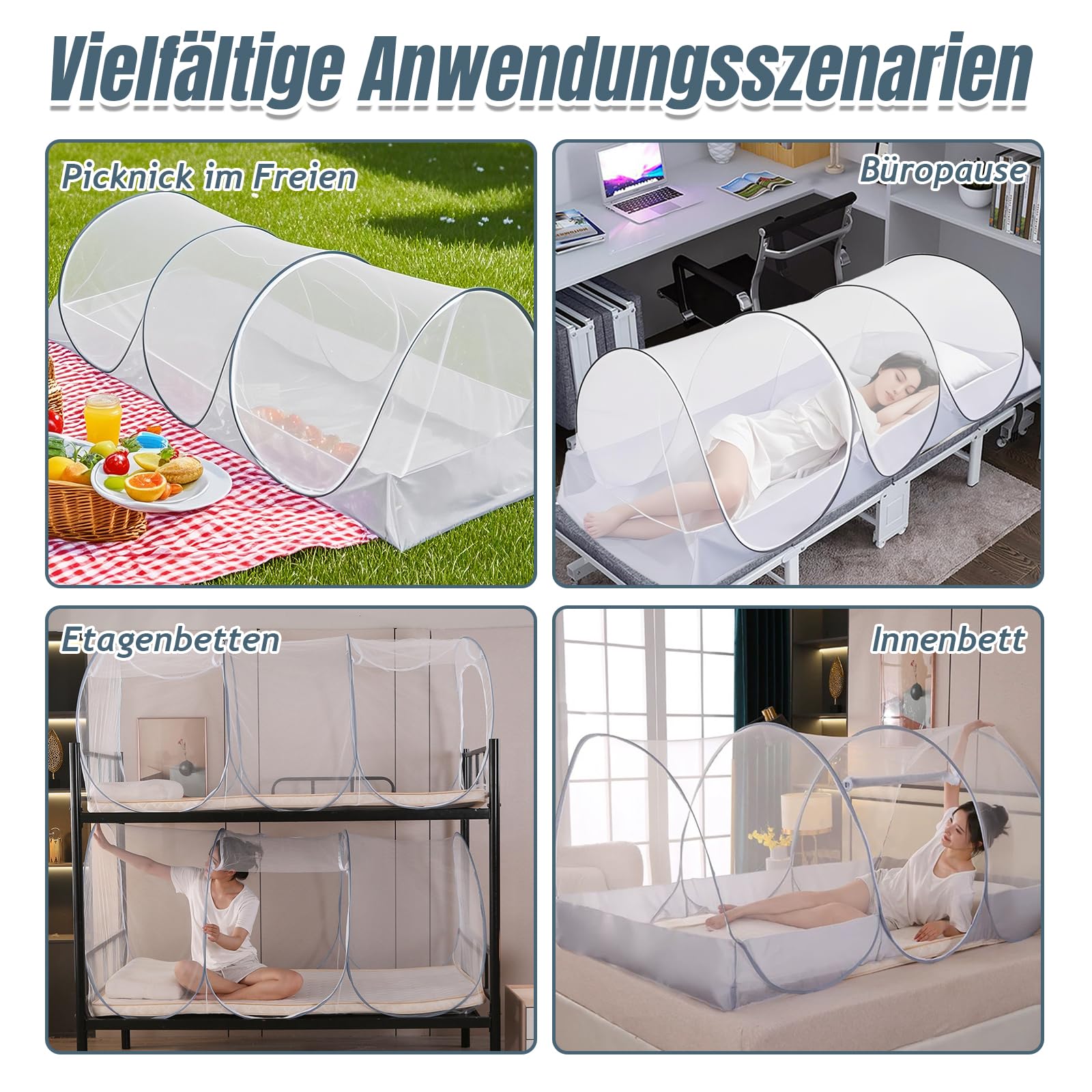 Zanzariera pieghevole, 190 x 90 x 90 cm, pop-up, pieghevole, veloce e portatile, tenda da campeggio, con chiusura lampo, per letto, letti a castello, viaggi, campeggio all'aperto, hotel