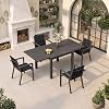 TRIUMPHKEY Garden Furniture Set for 4 People Balcony Furniture with Aluminium 4 Stacking Chairs and 1 80/160 cm Extendable Garden Table Outdoor Patio Furniture Dark Grey
