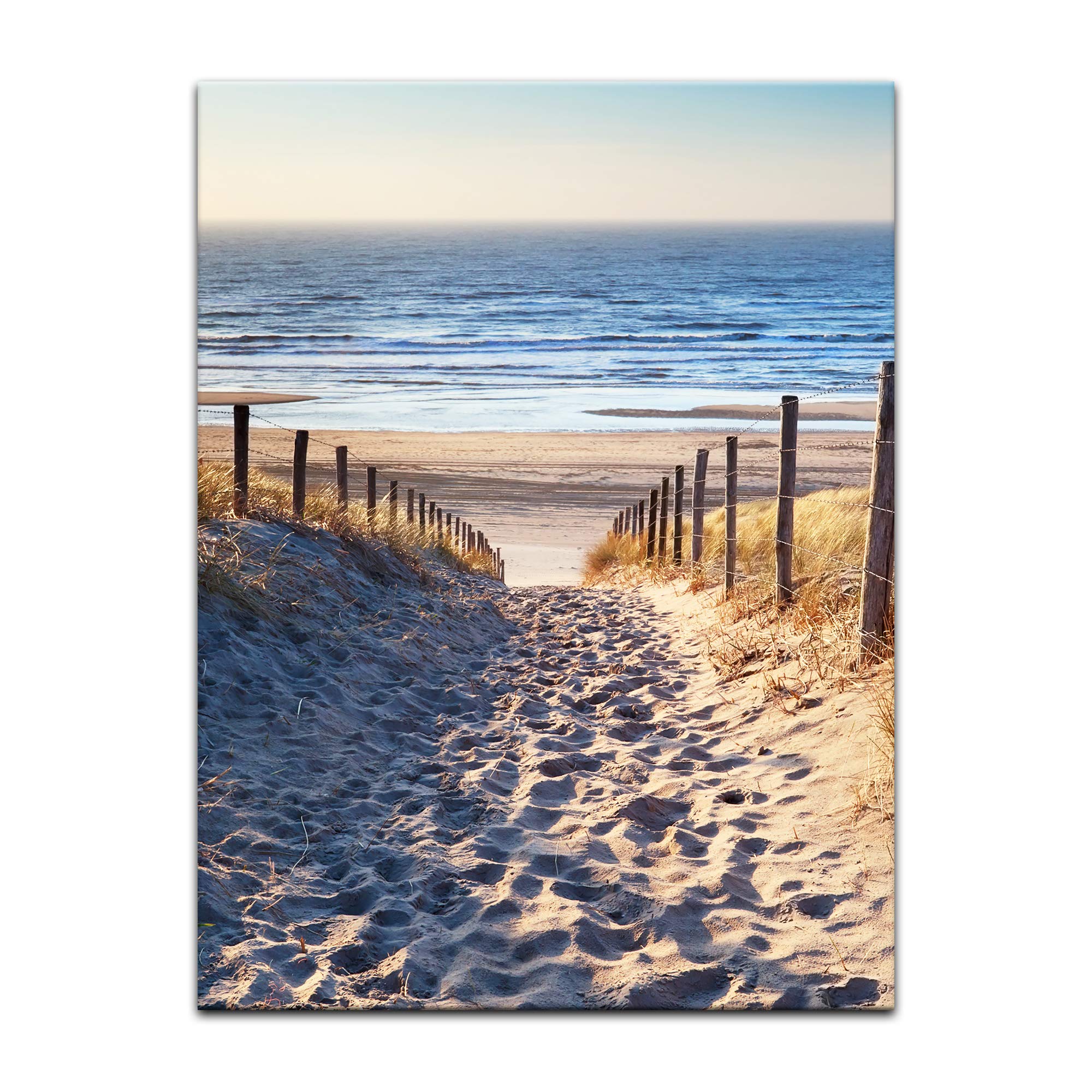 Bilderdepot24 Bild auf Leinwand | Schöner Weg zum Strand H-III in 60x80 cm als Wandbild | Wand-deko Dekoration Wohnung modern Bilder | 201095
