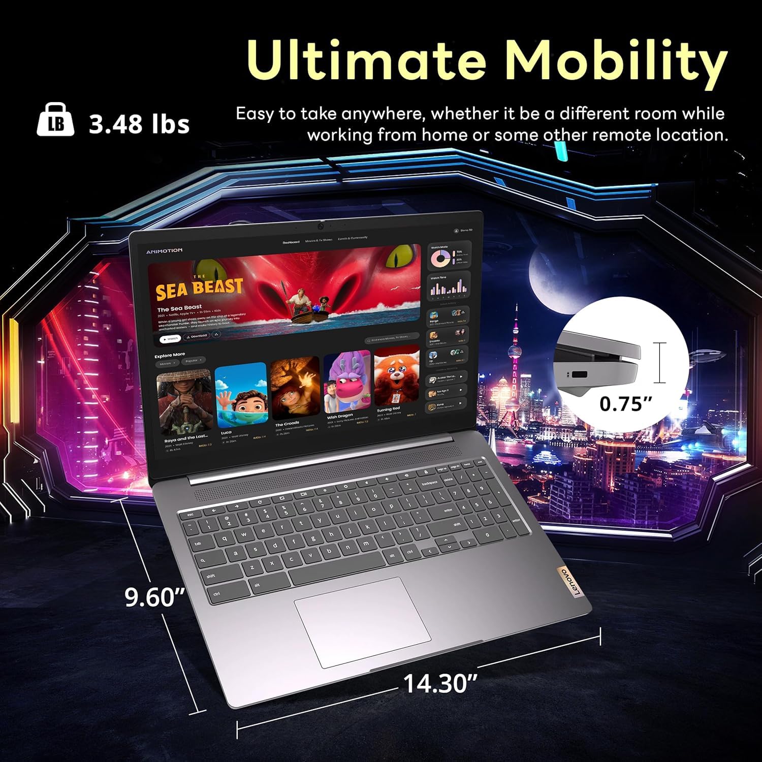Lenovo Chromebook Flex 3 12.2" WUXGA IPS Touch Display 2-in-1 Laptop Intel N100 4GB RAM 64GB Wi-Fi 6 USB-C HDMI 2023