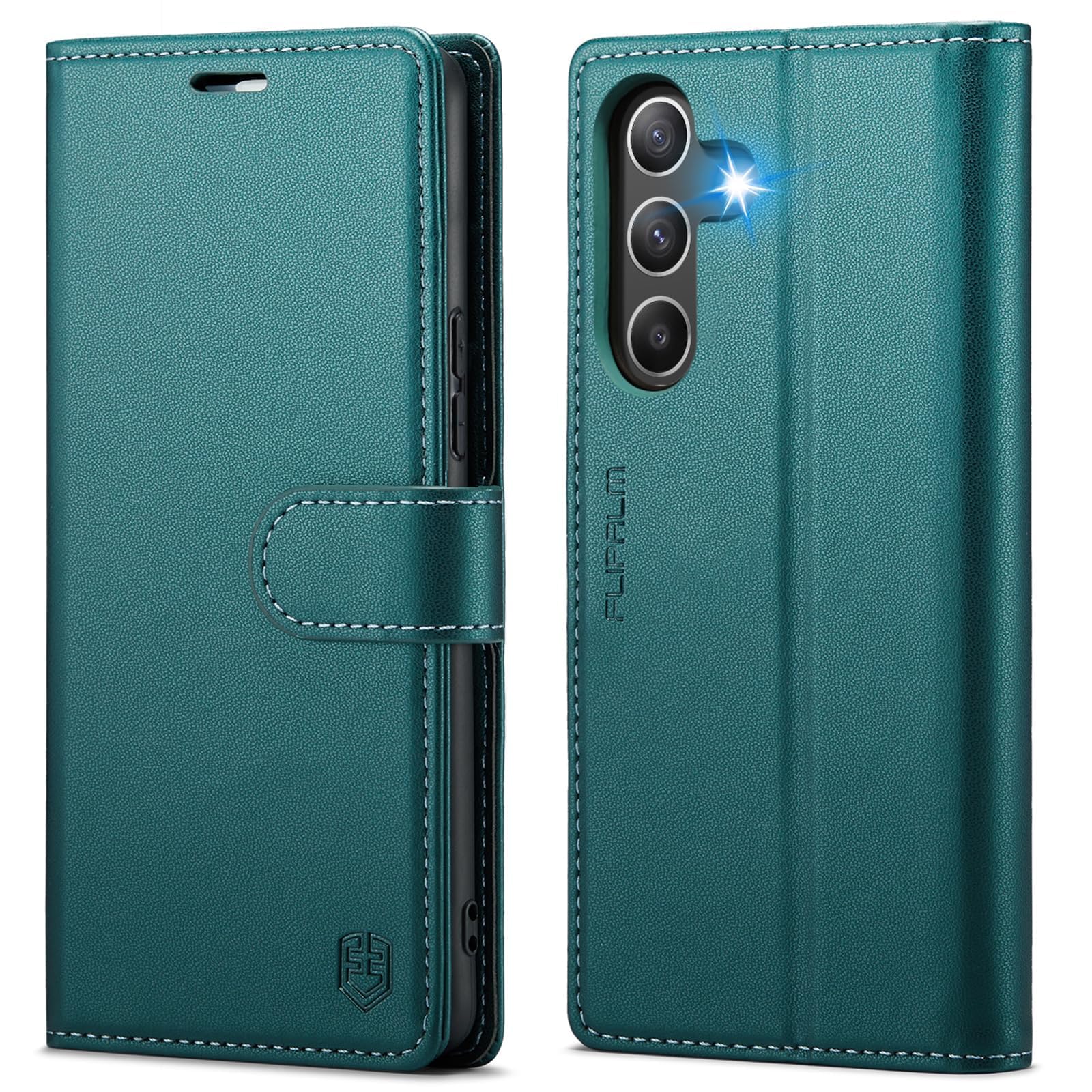FLIPALM Wallet Case for Samsung Galaxy A35, RFID Blocking Credit Card Holder, PU Leather Folio Flip Kickstand Protective Shockproof Cover for Galaxy