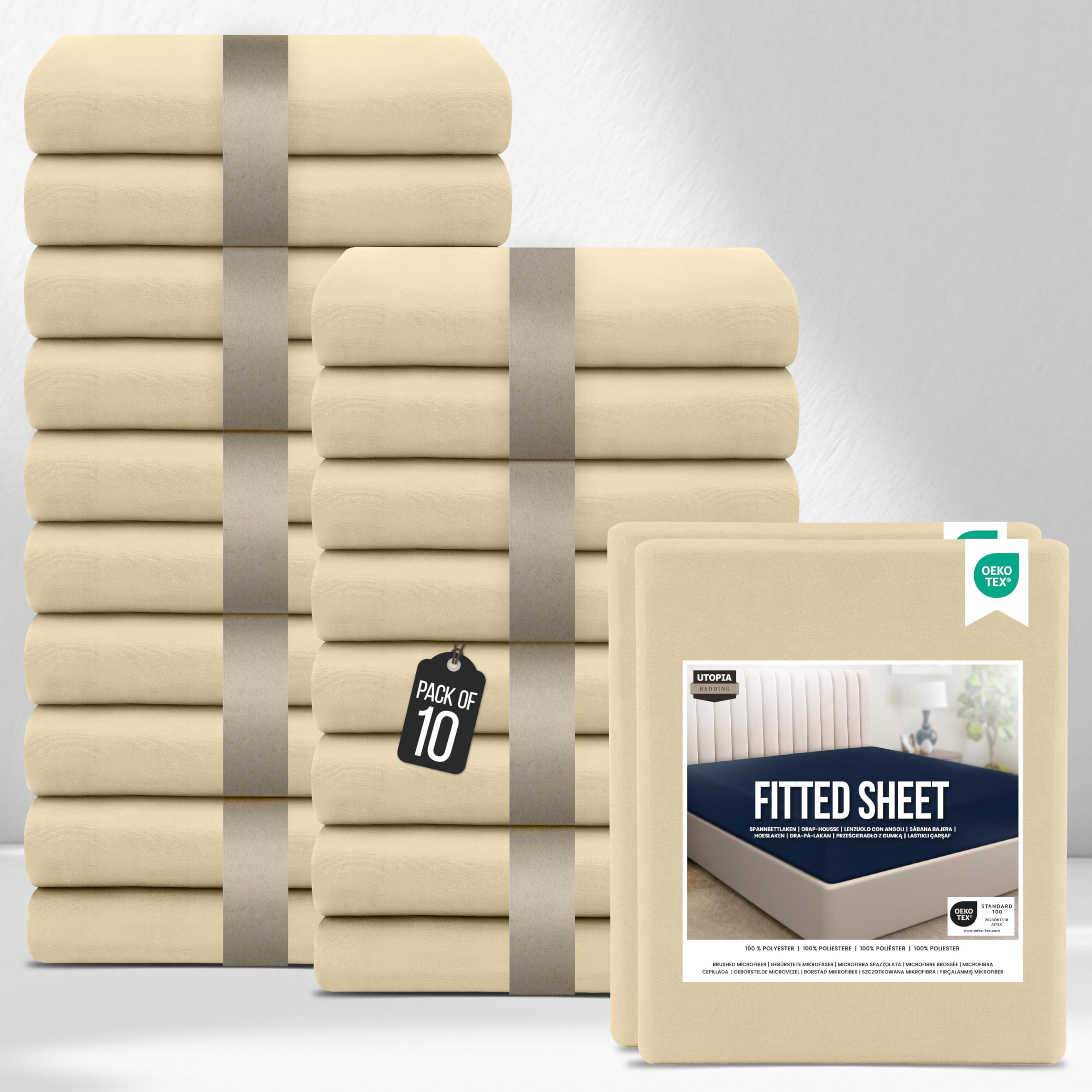 Utopia Bedding Beige Fitted Sheet Single (Bulk Pack Of 20),