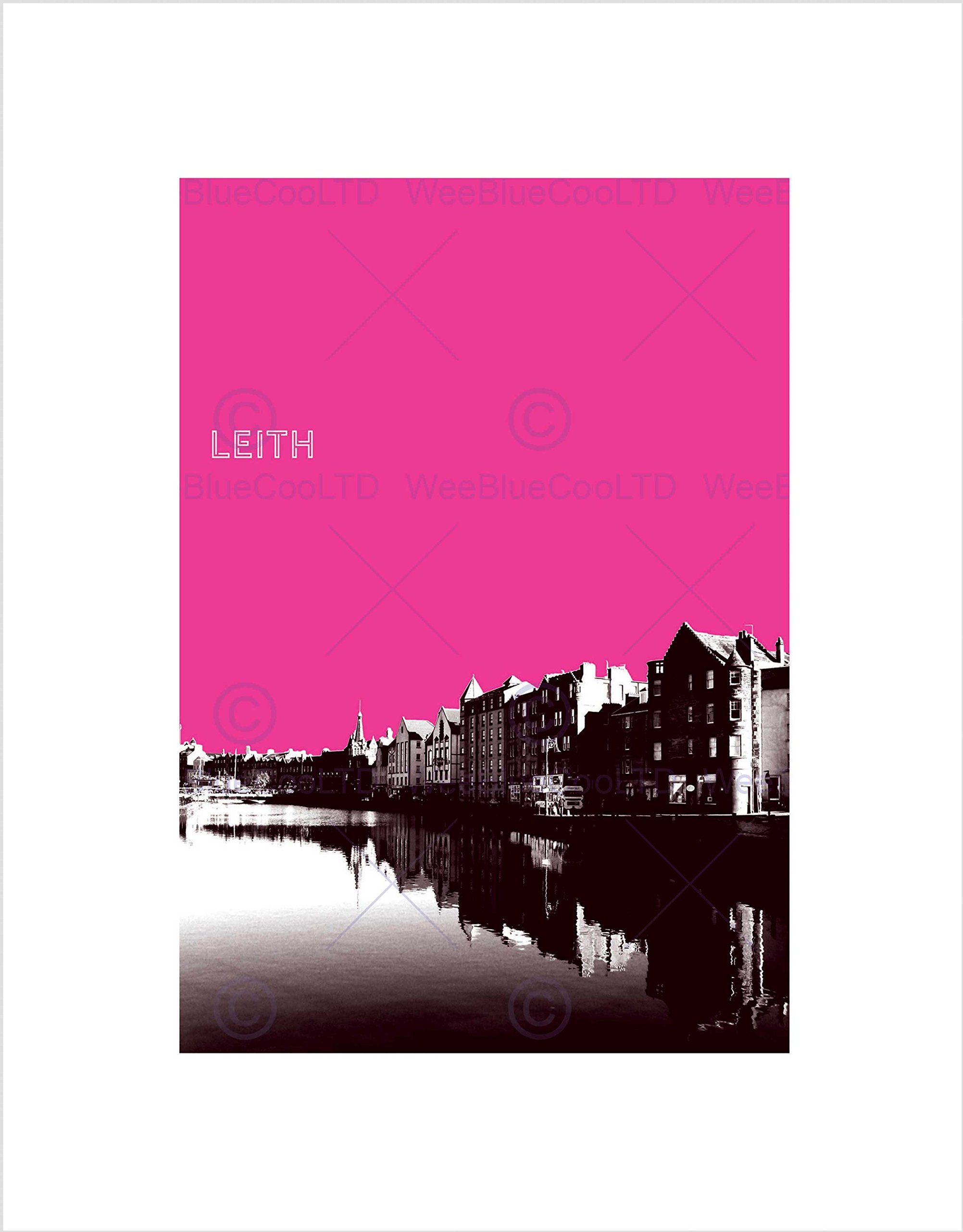 Wee Blue Coo Pink Leith Edinburgh Art Wall Art Print