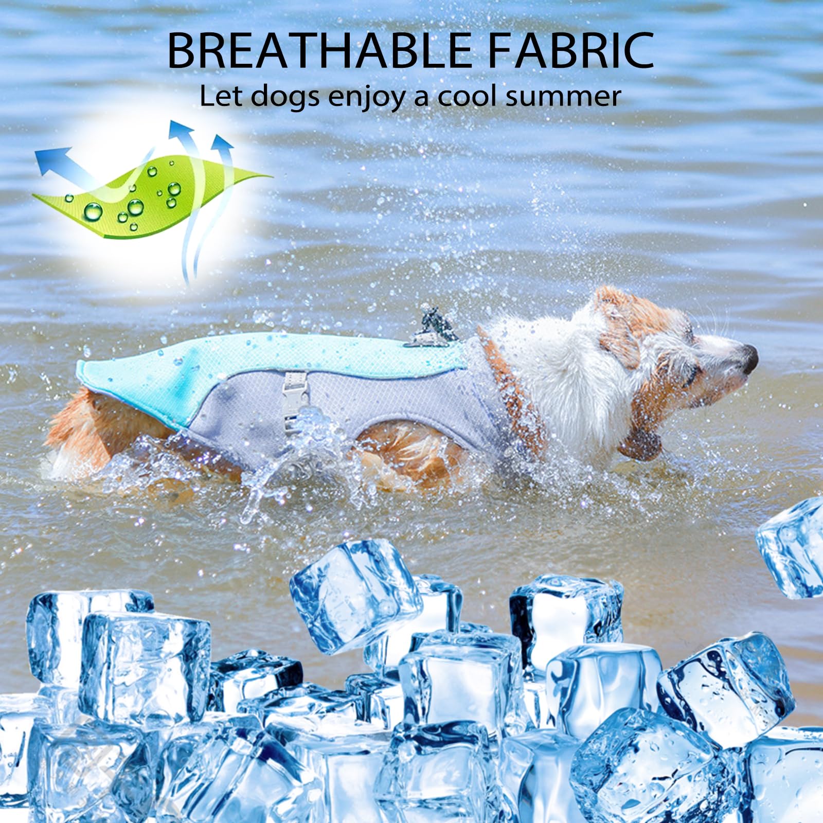 TYXHXTF Gilet Rinfrescante per Cani, Giacca di Raffreddamento Traspirante per Cani, Protezione Solare UV Efficace Cappotto Rinfrescante Cane per Attività Esterne (M)