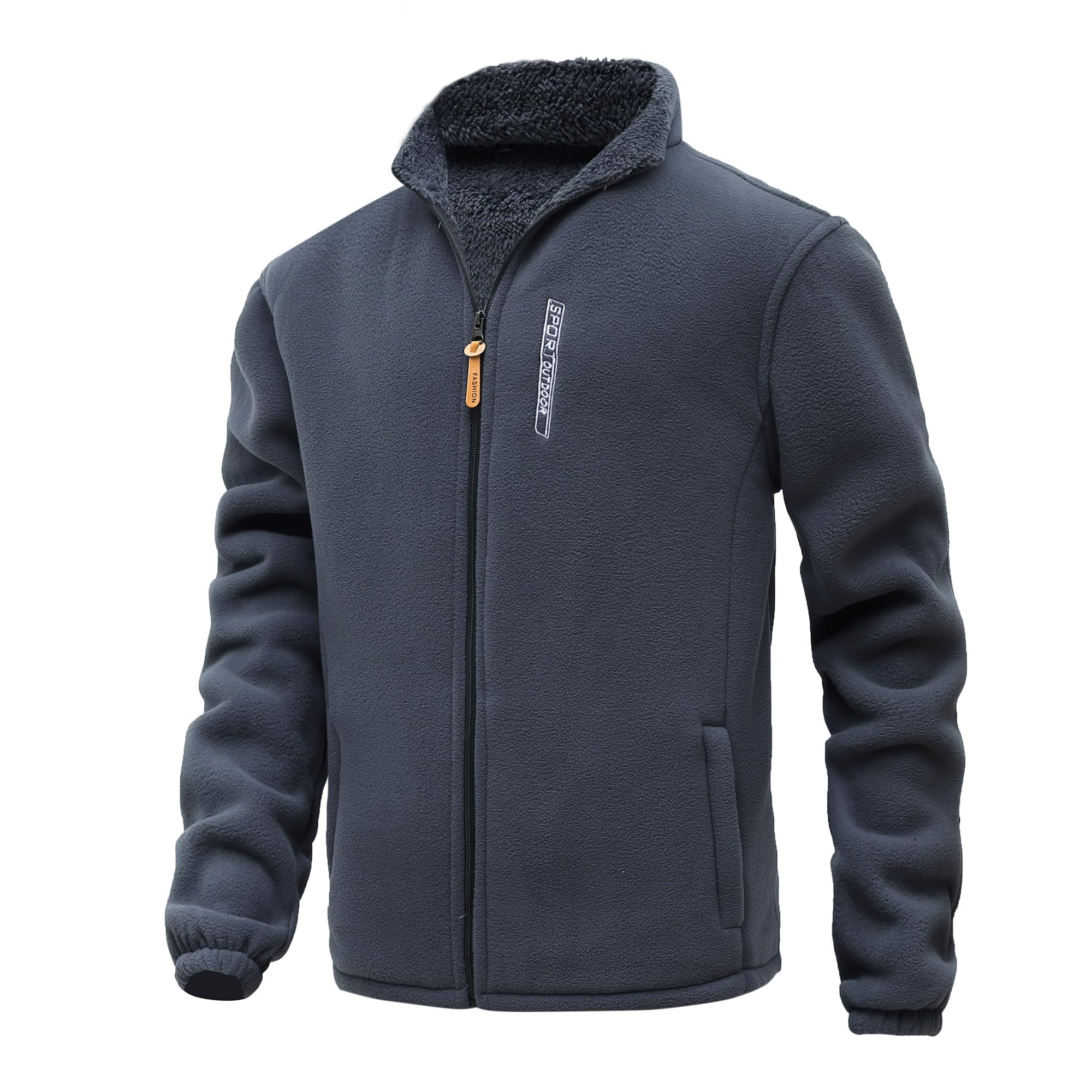 Hombres Chaqueta de Vellón Chaqueta Deportiva de Forro Polar con Cremallera Completa Manga Larga Otoño Invierno Grueso y cálido Chaqueta Ligero Caliente Deportes Chaqueta