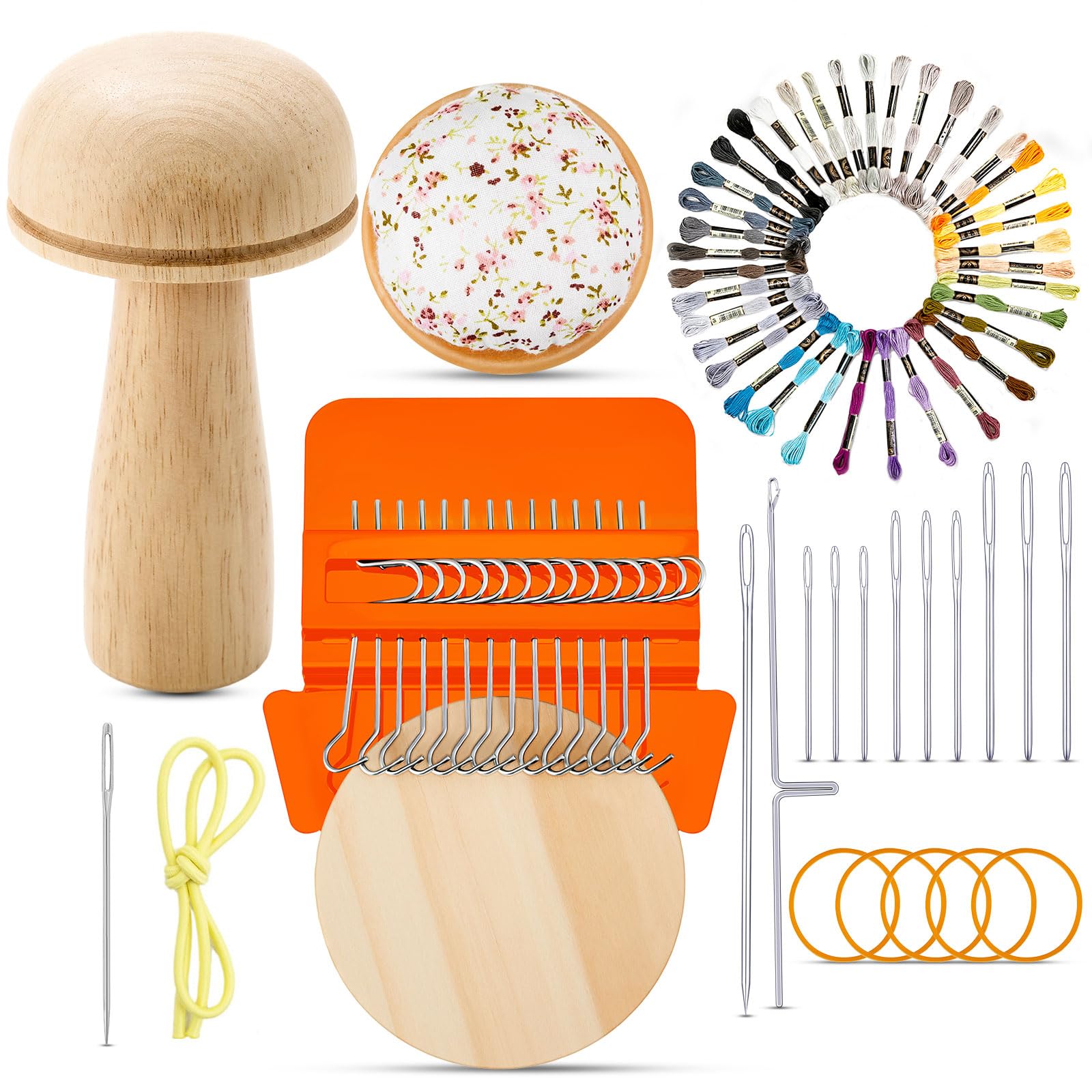 Jexine Speedweve Mini Darning Loom 14 Hooks Darning Mushroom for Socks Kit