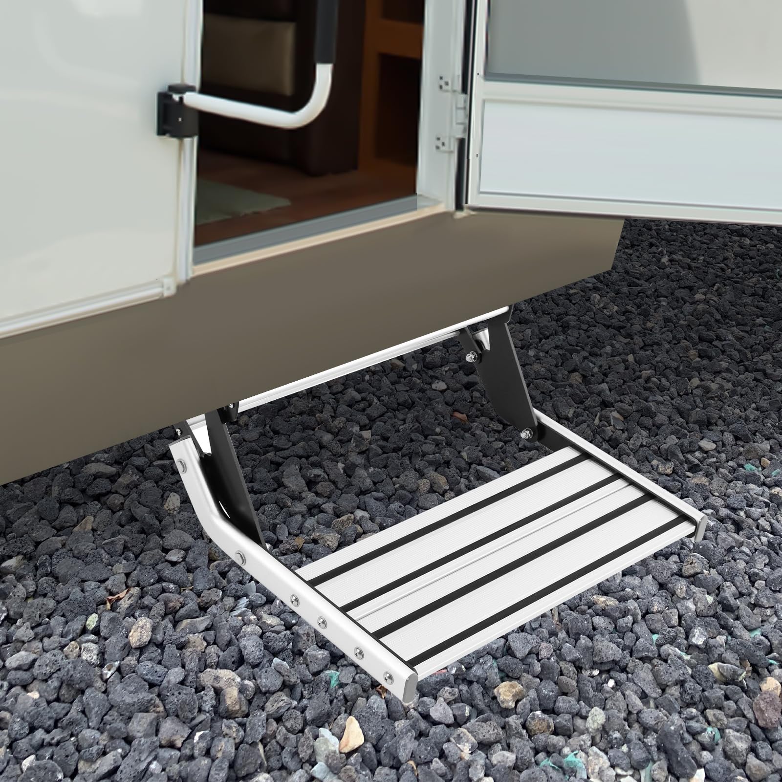 Peldaños plegables de aluminio para autocaravana, hasta 150 kg, para autocaravanas